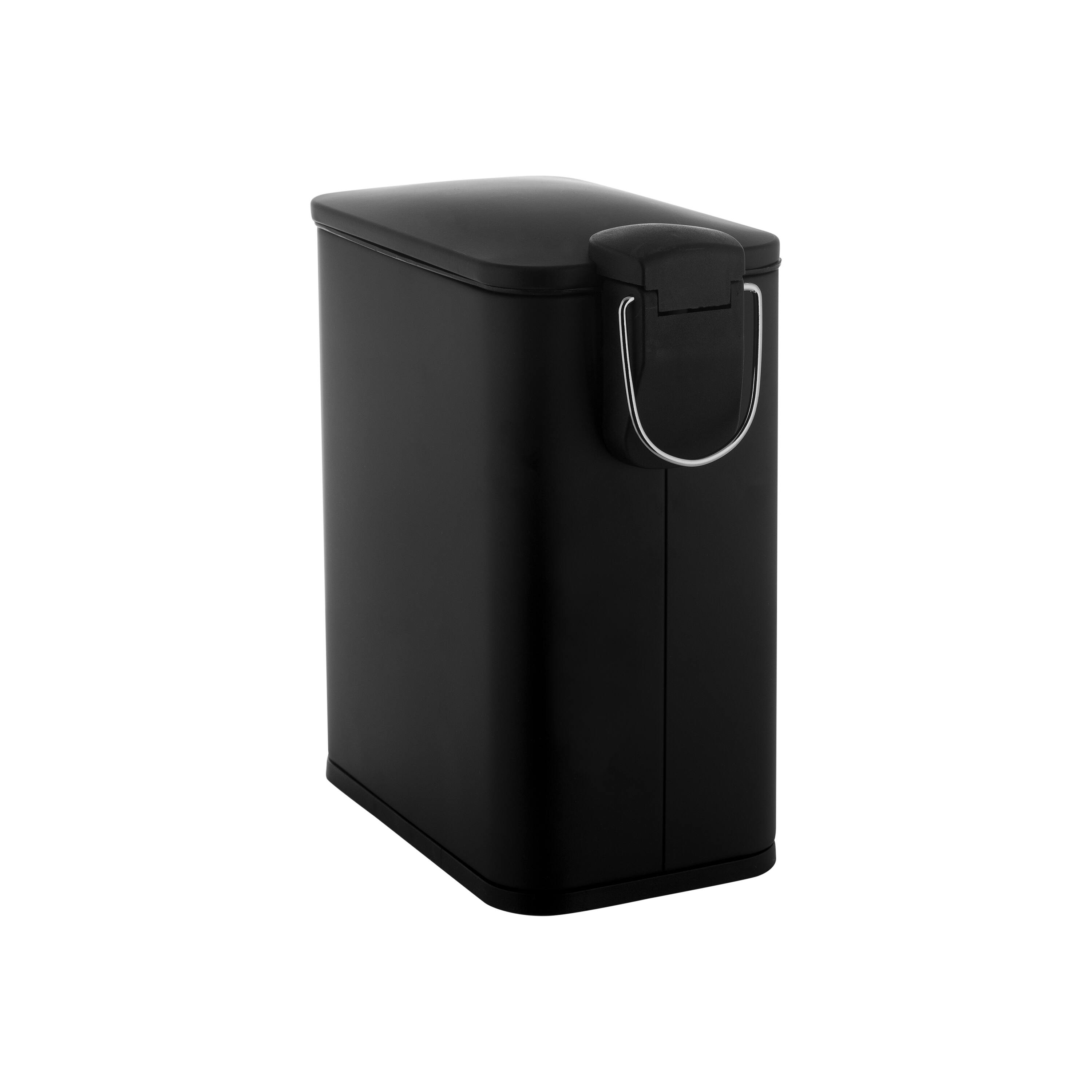 Simplify Black 5L Slim Rectangular Pedal Trash Bin with Soft Close Lid
