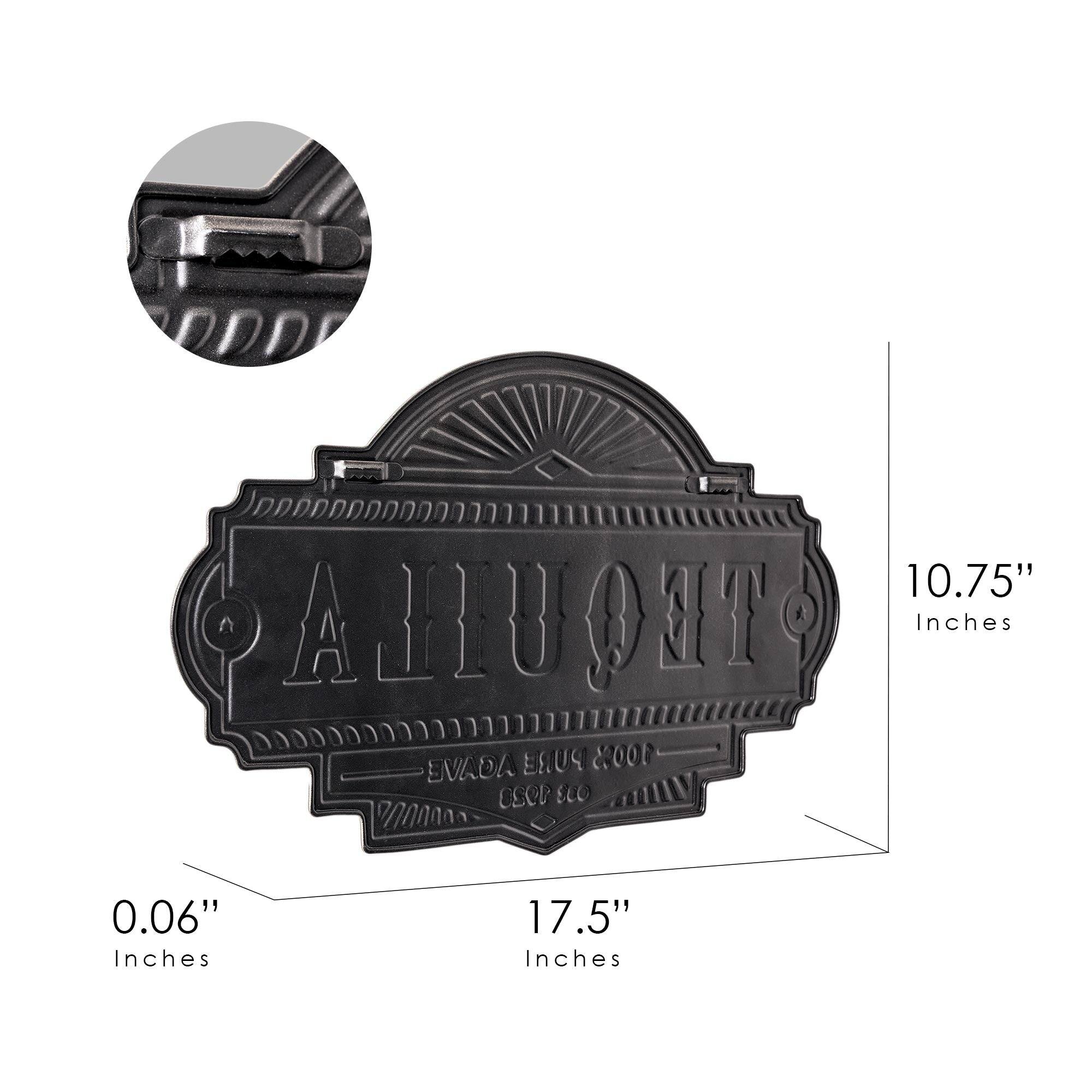 American Art Decor Tequila Embossed Black and Gold Metal Bar Sign