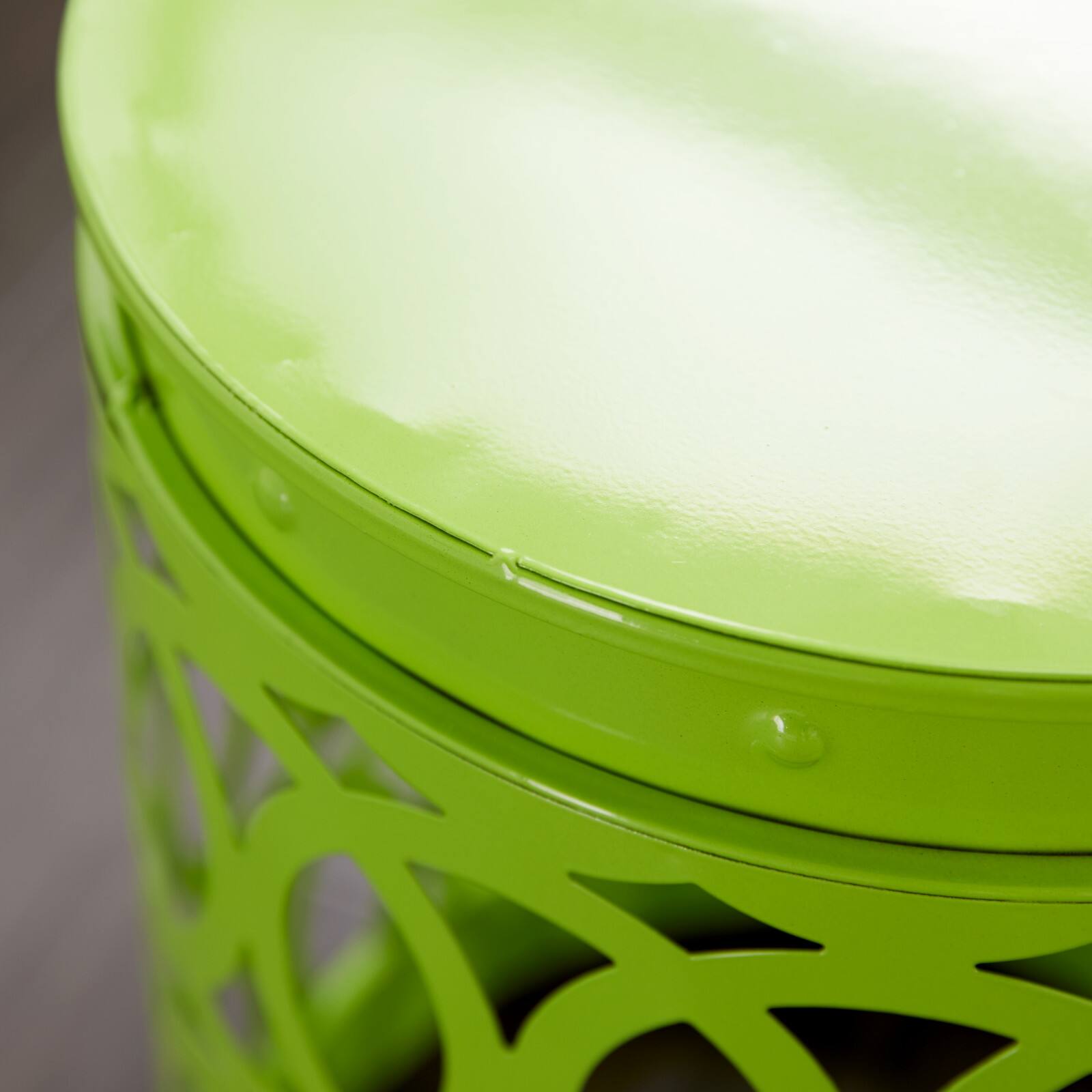 Aqua, Green & Orange Metal Coastal Accent Table Set