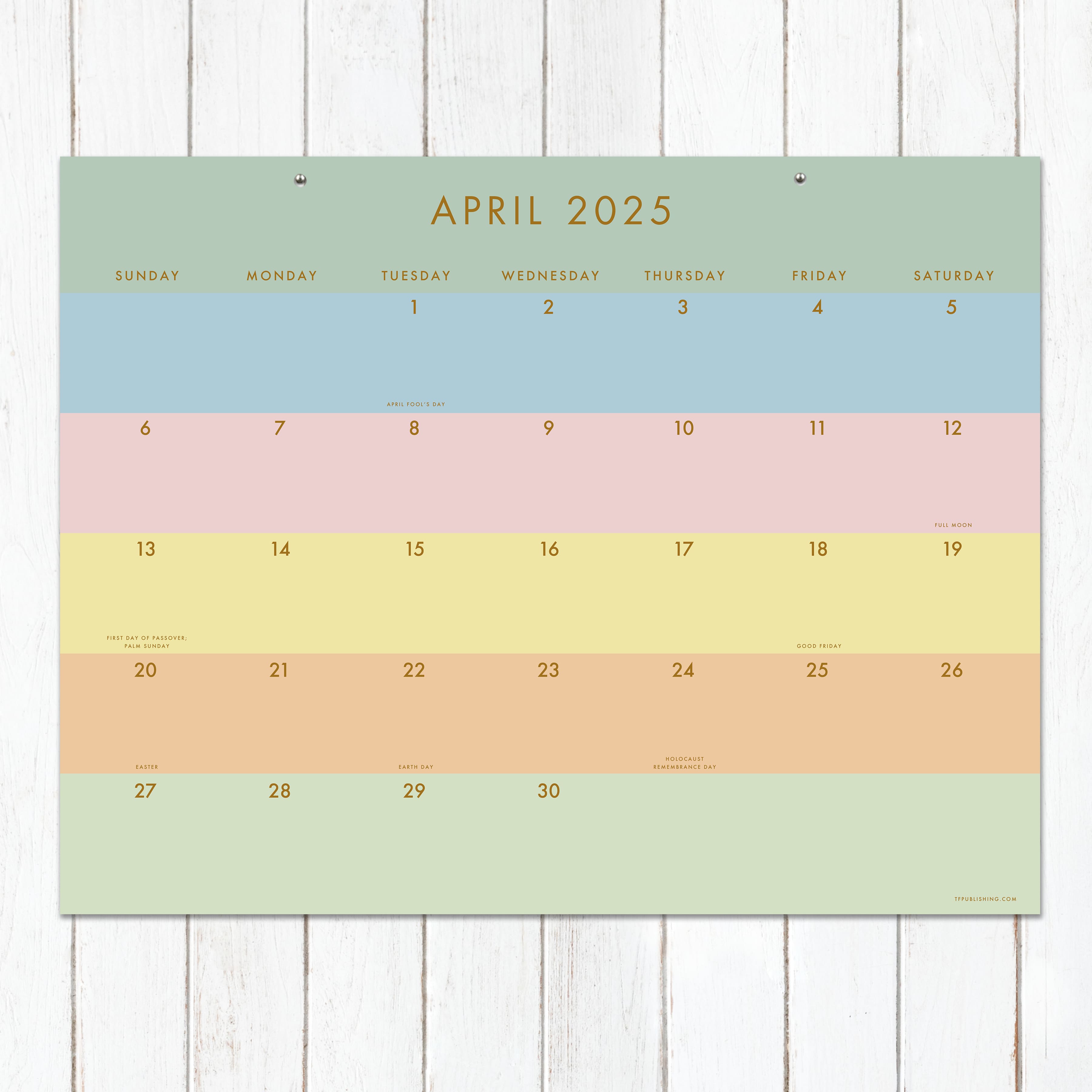 TF Publishing Large 2025 Super Stripe Monthly Blotter Desk Pad Calendar