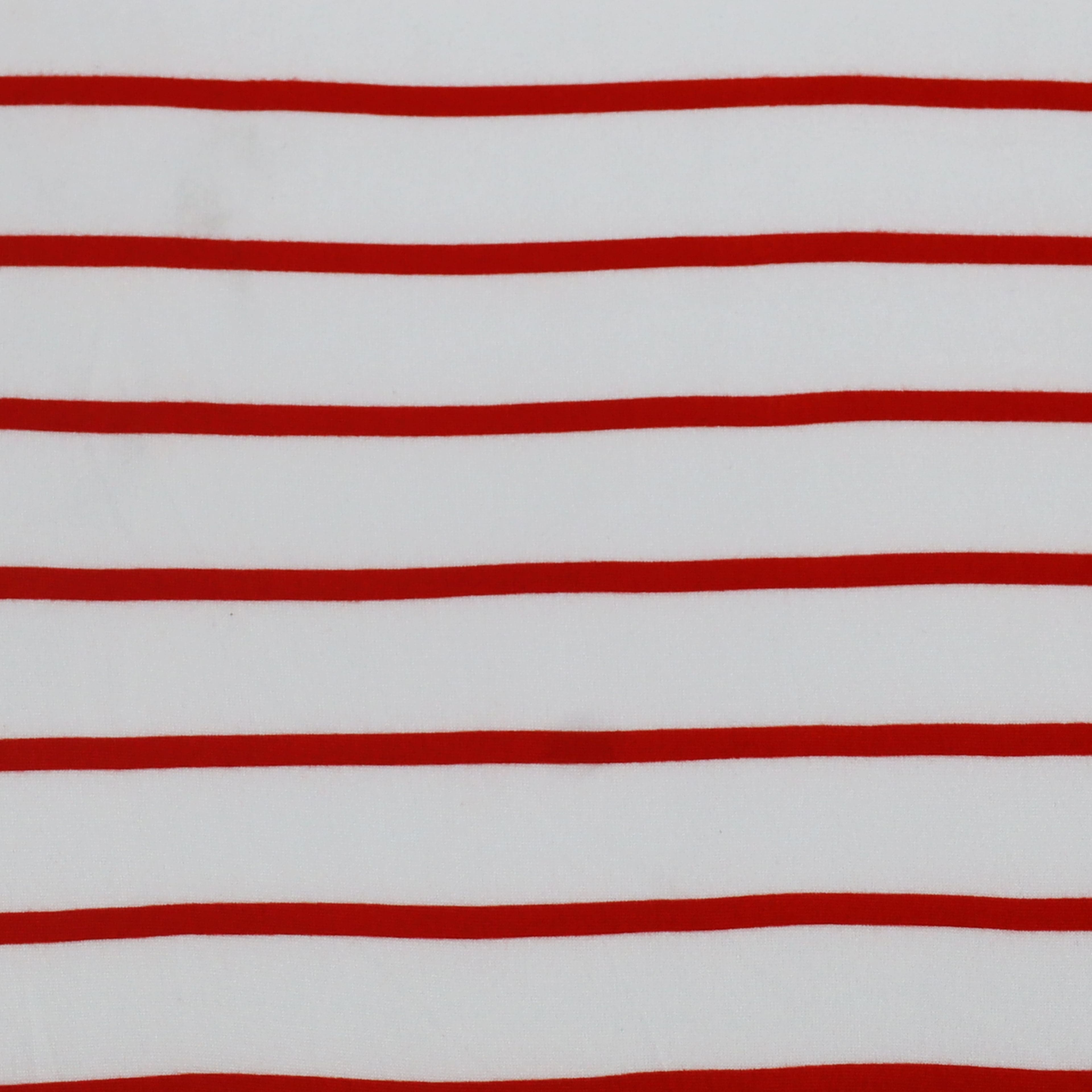 Fabric Merchants Red & White Stripes Double Brushed 4-Way Stretch Fabric