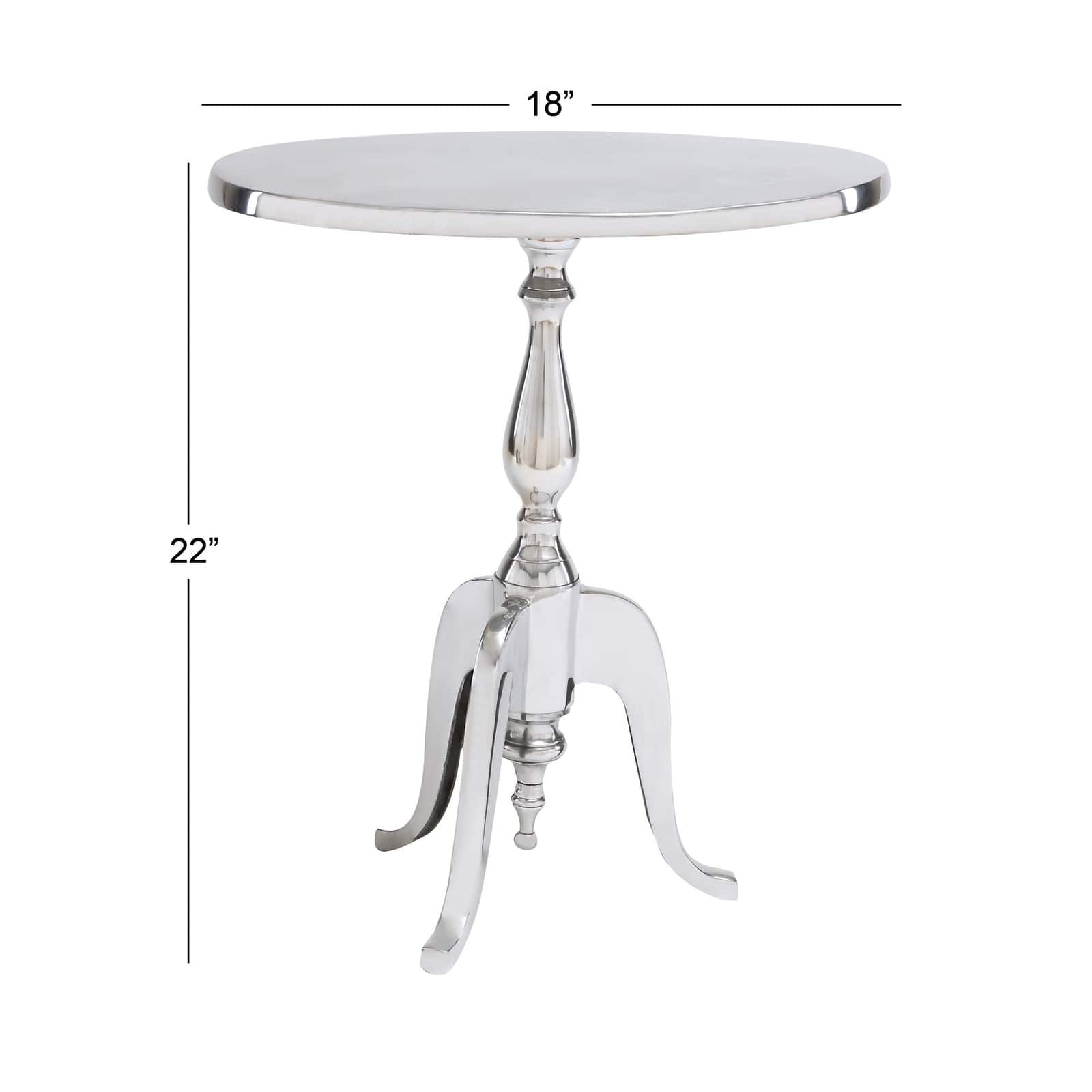 22&#x22; Silver Aluminum Traditional Accent Table