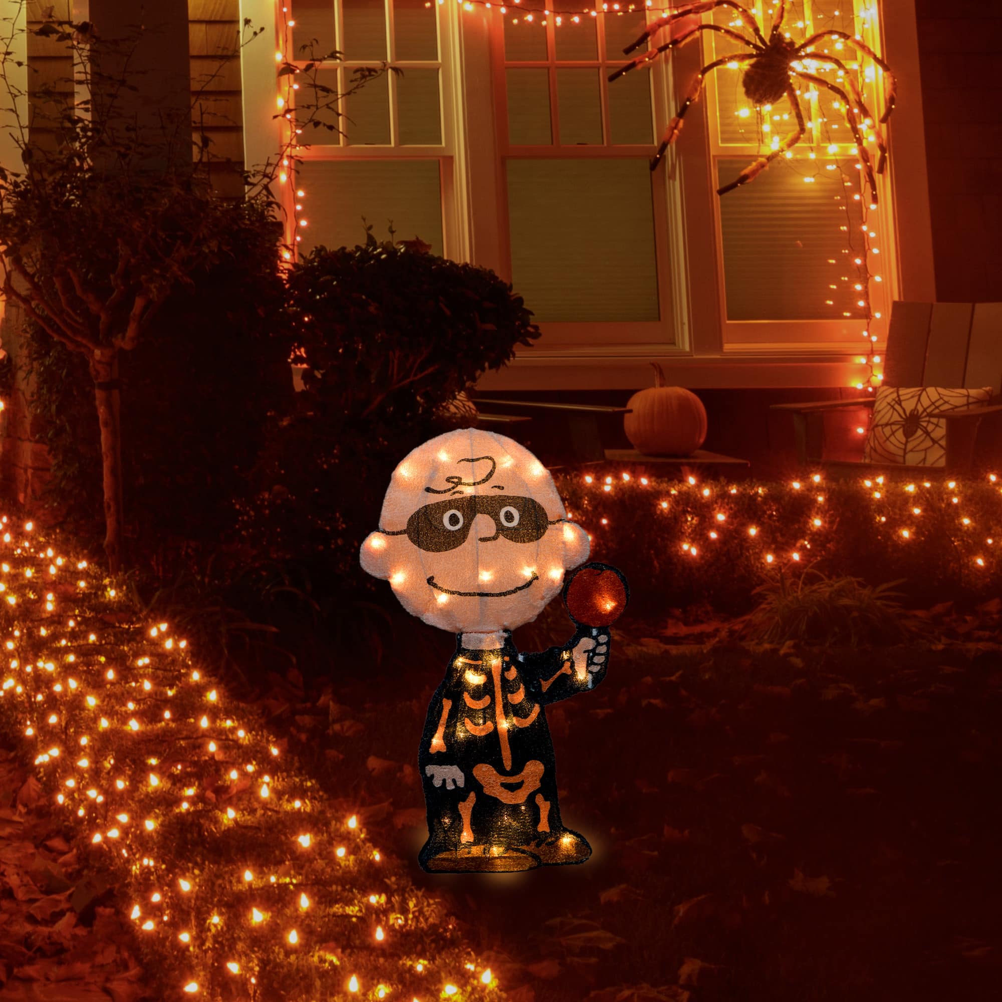 18&#x22; LED Peanuts Charlie Brown Bones Yard Art