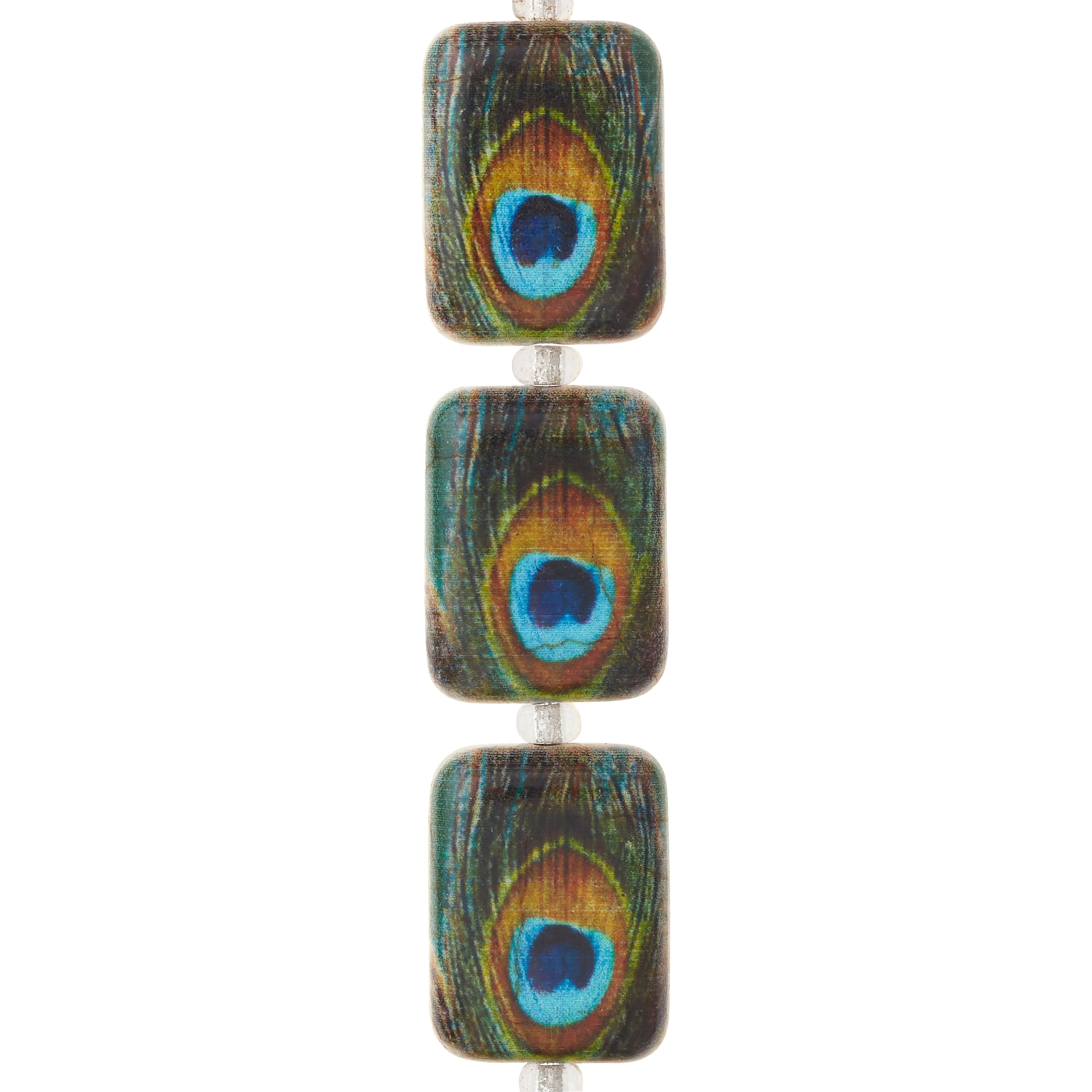 12 Pack: Reconstituted Stone Peacock Feather Rectangle Beads, 20mm by Bead Landing™