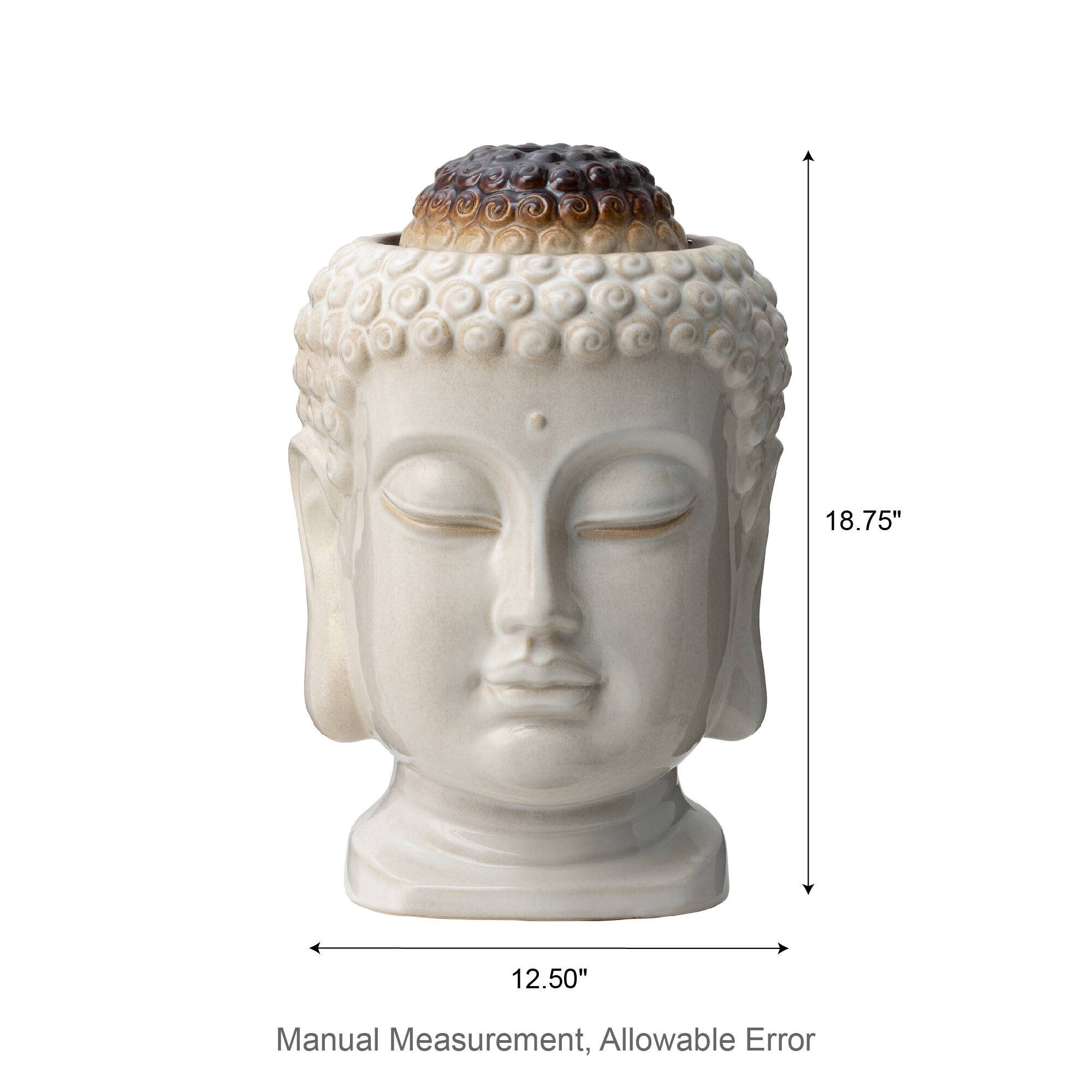 Glitzhome&#xAE; 18.75&#x22; Zen-Style LED Buddha Head Ceramic Outdoor Fountain