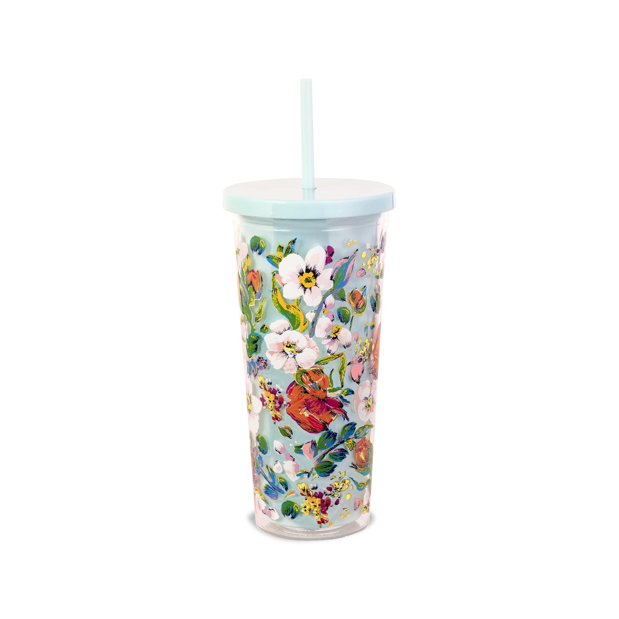  Vera Bradley Travel Tumbler with Lid and Straw, 24