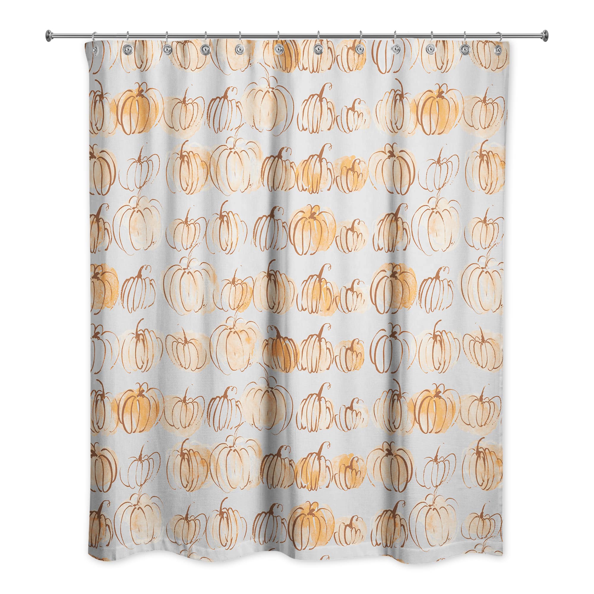 Watercolor Doodle Pumpkins Shower Curtain