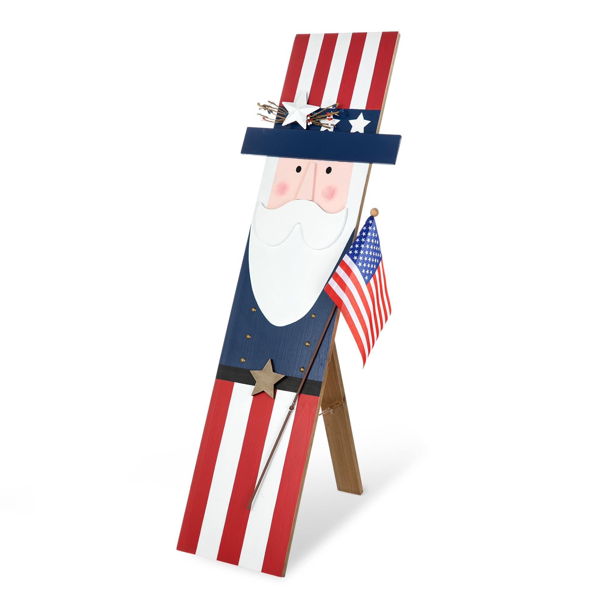 Glitzhome® 36" Patriotic Americana Uncle Sam Porch Décor