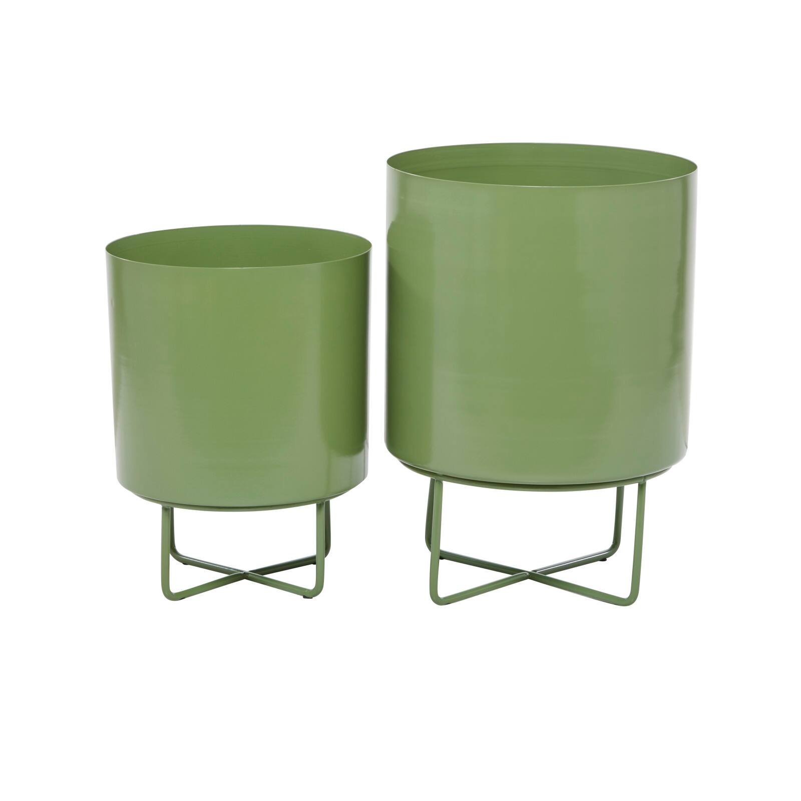 Green Modern Planter, Set of 2&#x22; 16&#x22;, 13&#x22;