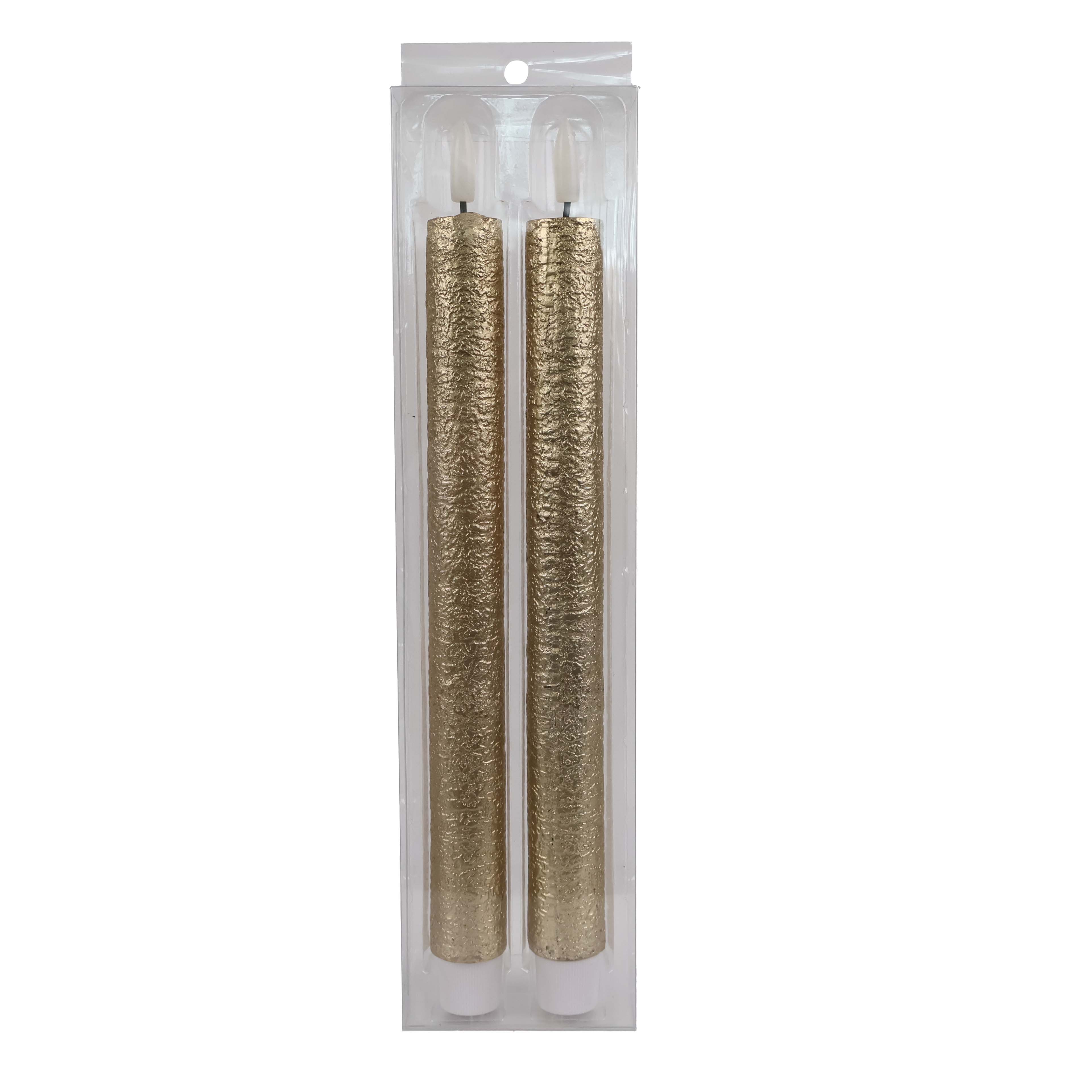 10.5&#x22; Gold Birch LED Wax Taper Candles, 2ct. by Ashland&#xAE;