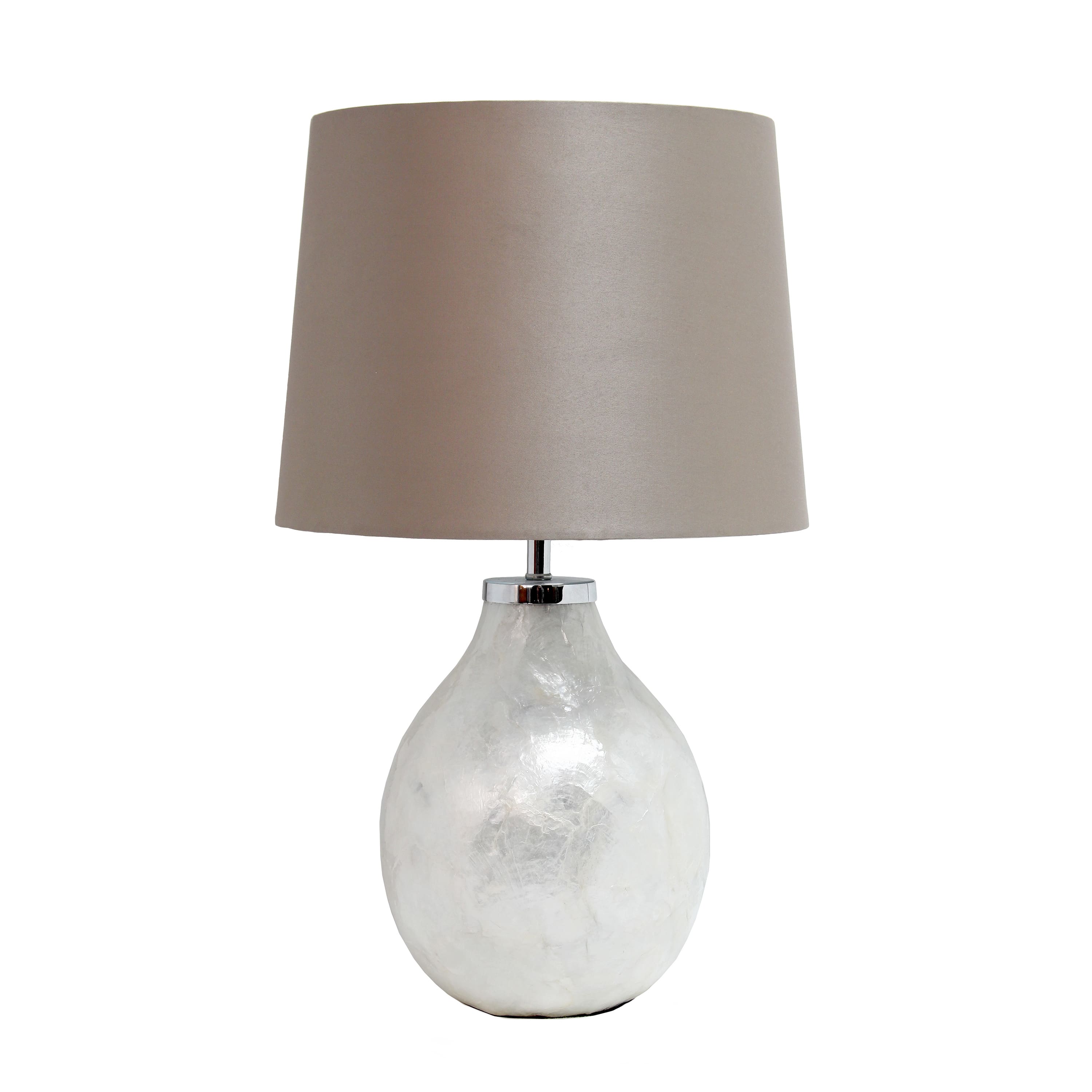 Simple Designs Light Pearl Table Lamp with Fabric Shade