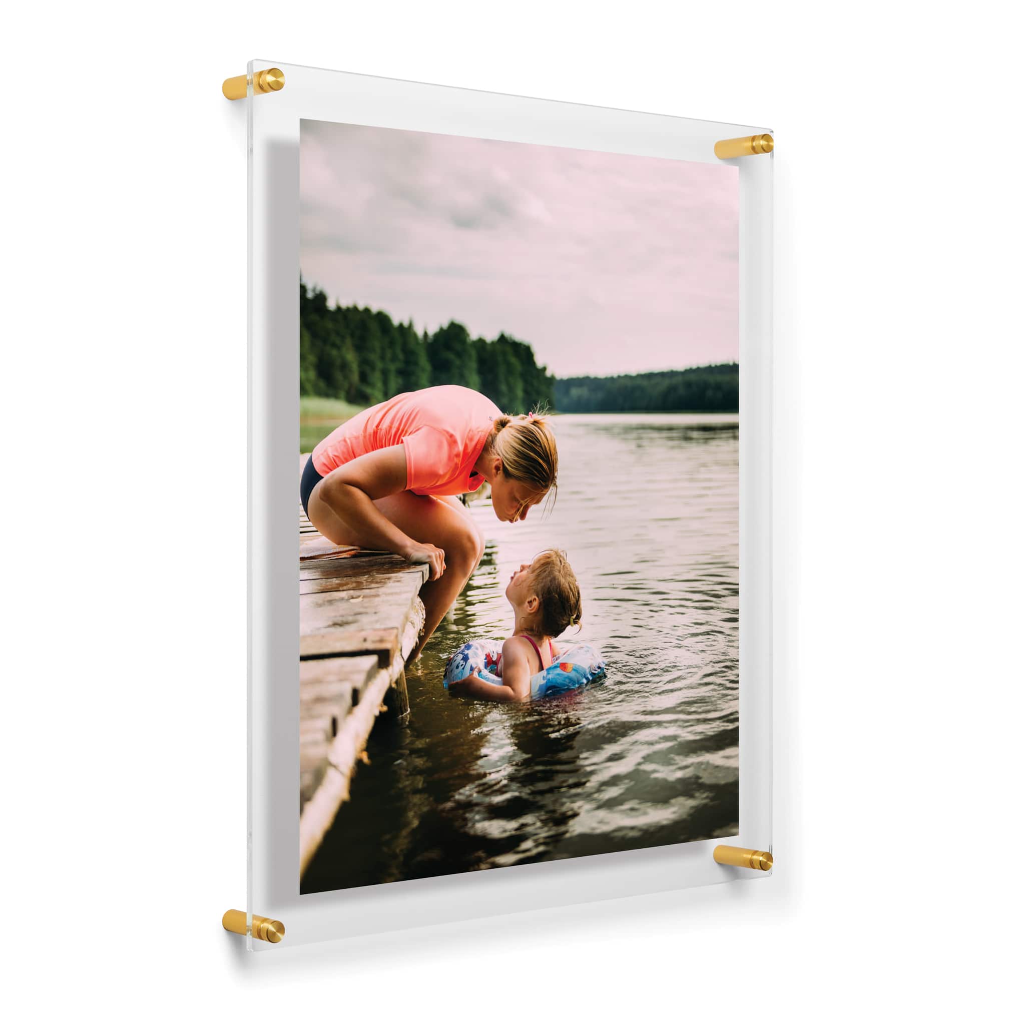 Wexel Art Modern Clear Acrylic Floating Picture Frame with Gold Hardware