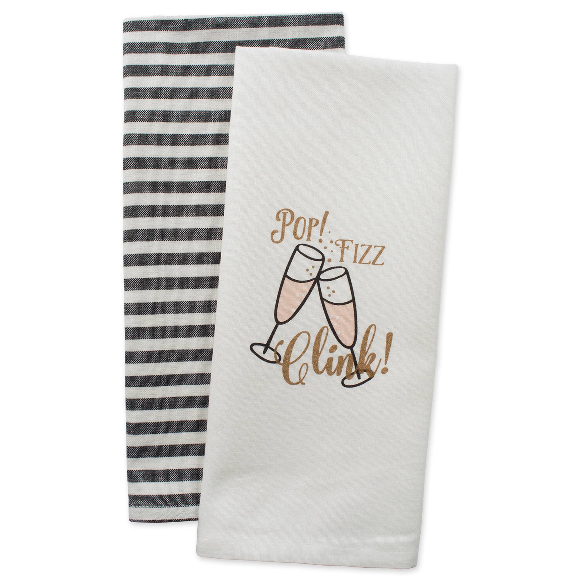 DII® Assorted Pop Fizz Clink! Printed Dishtowel (Set of 2)