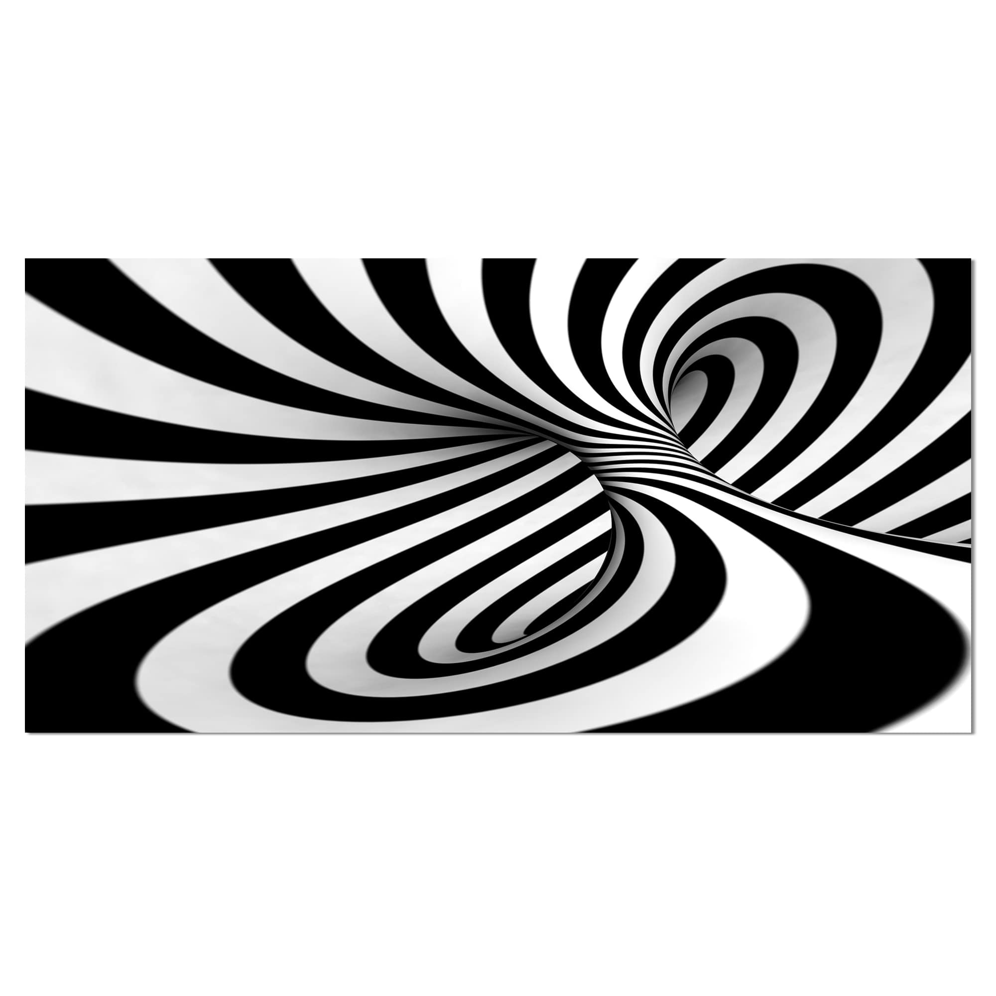 Designart - Spiral Black n White - Abstract Canvas Art Print