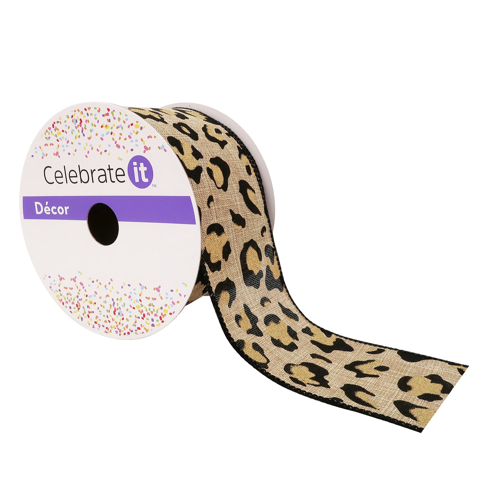 12 Pack: 2.5" x 25ft. Faux Linen Wired Leopard Ribbon by Celebrate It™