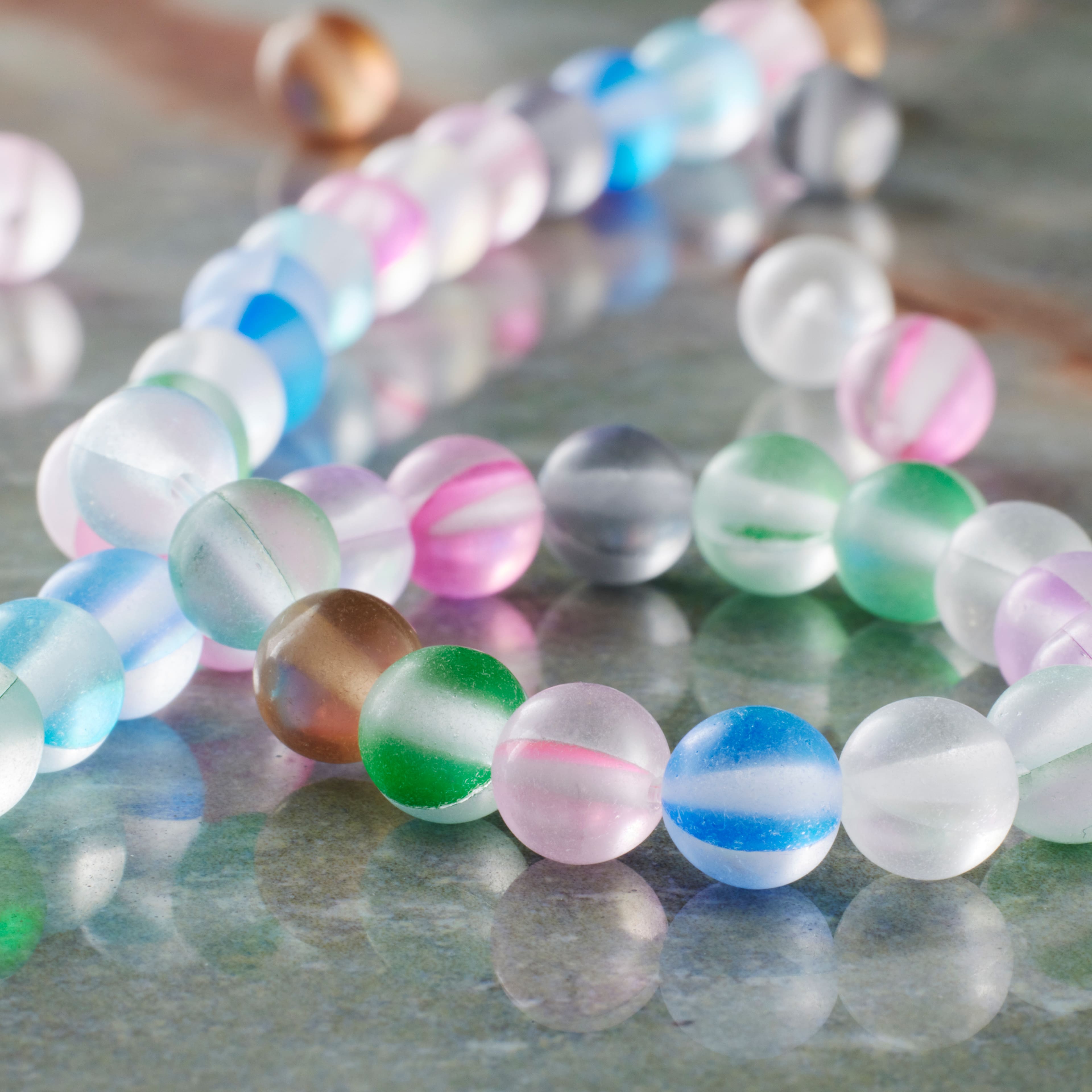 12 Pack: Multicolor Matte Glass Round Beads by Bead Landing™