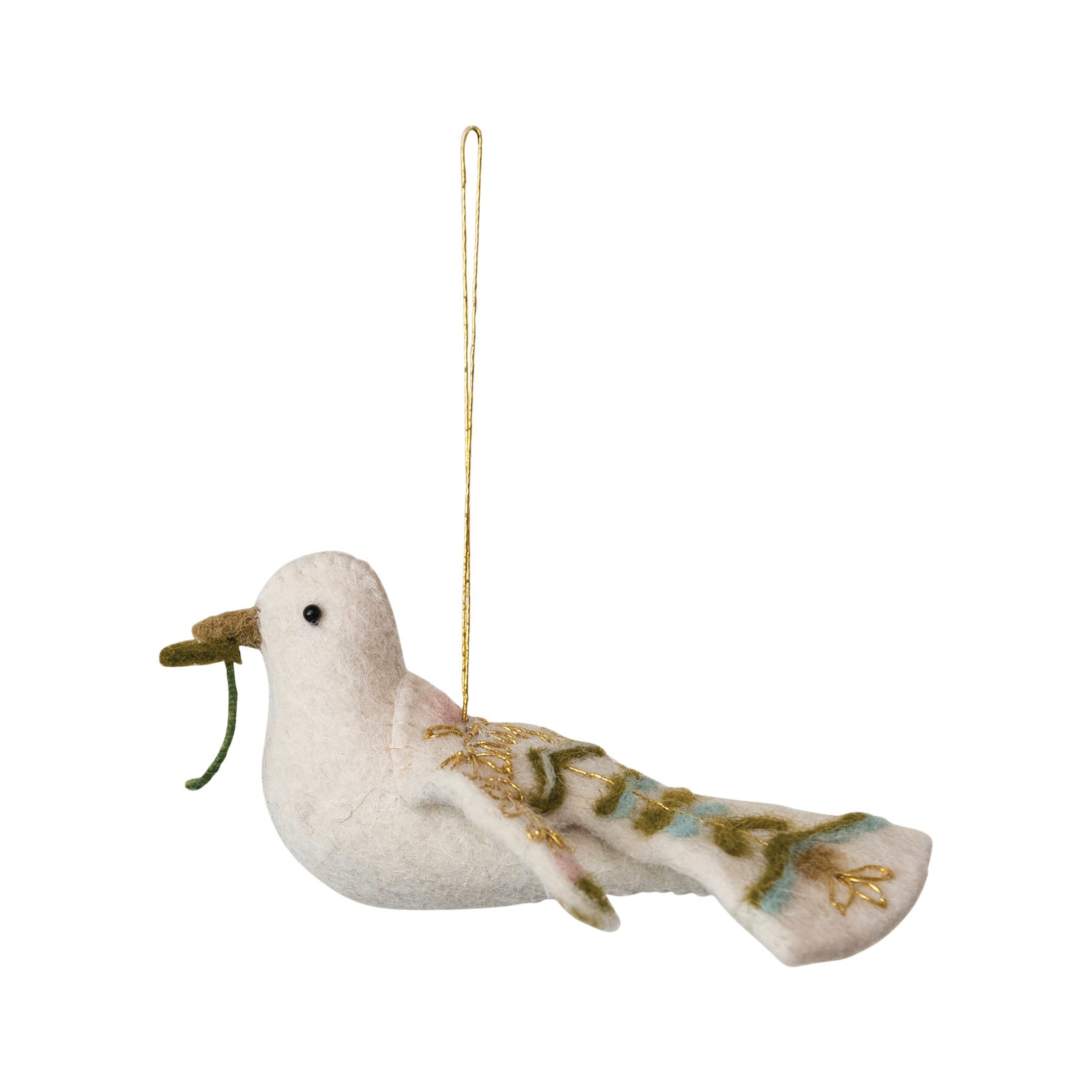 Hello Honey&#xAE; 6&#x22; Embroidered Dove Wool Felt Ornament