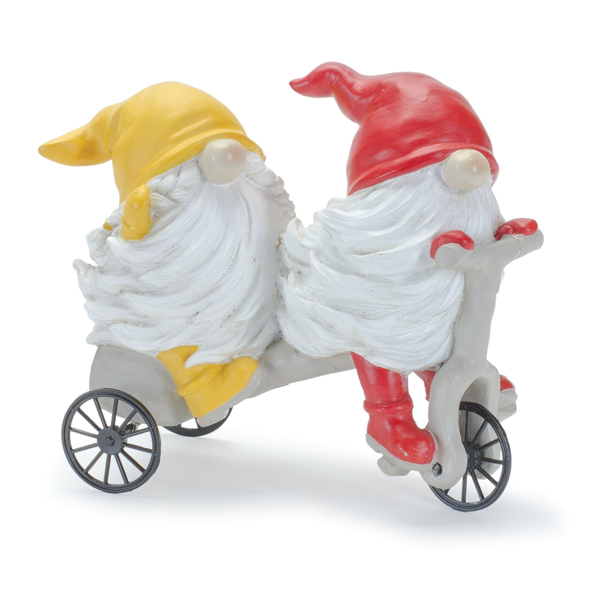 Whimsical Garden Gnomes Riding a Scooter & Wheelbarrow Figurines Set