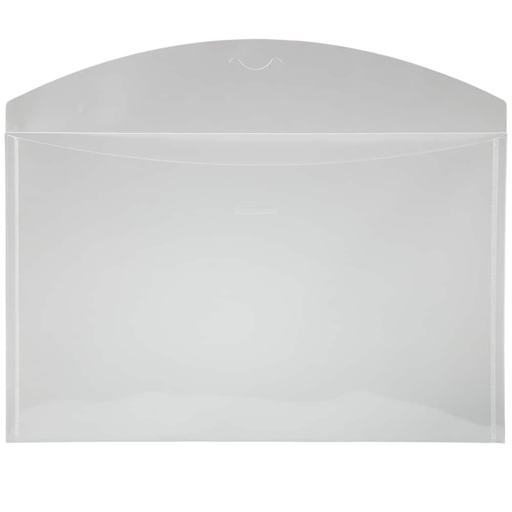 JAM Paper 9" x 14.25" Clear Plastic Tuck Flap Closure Envelopes, 12ct.