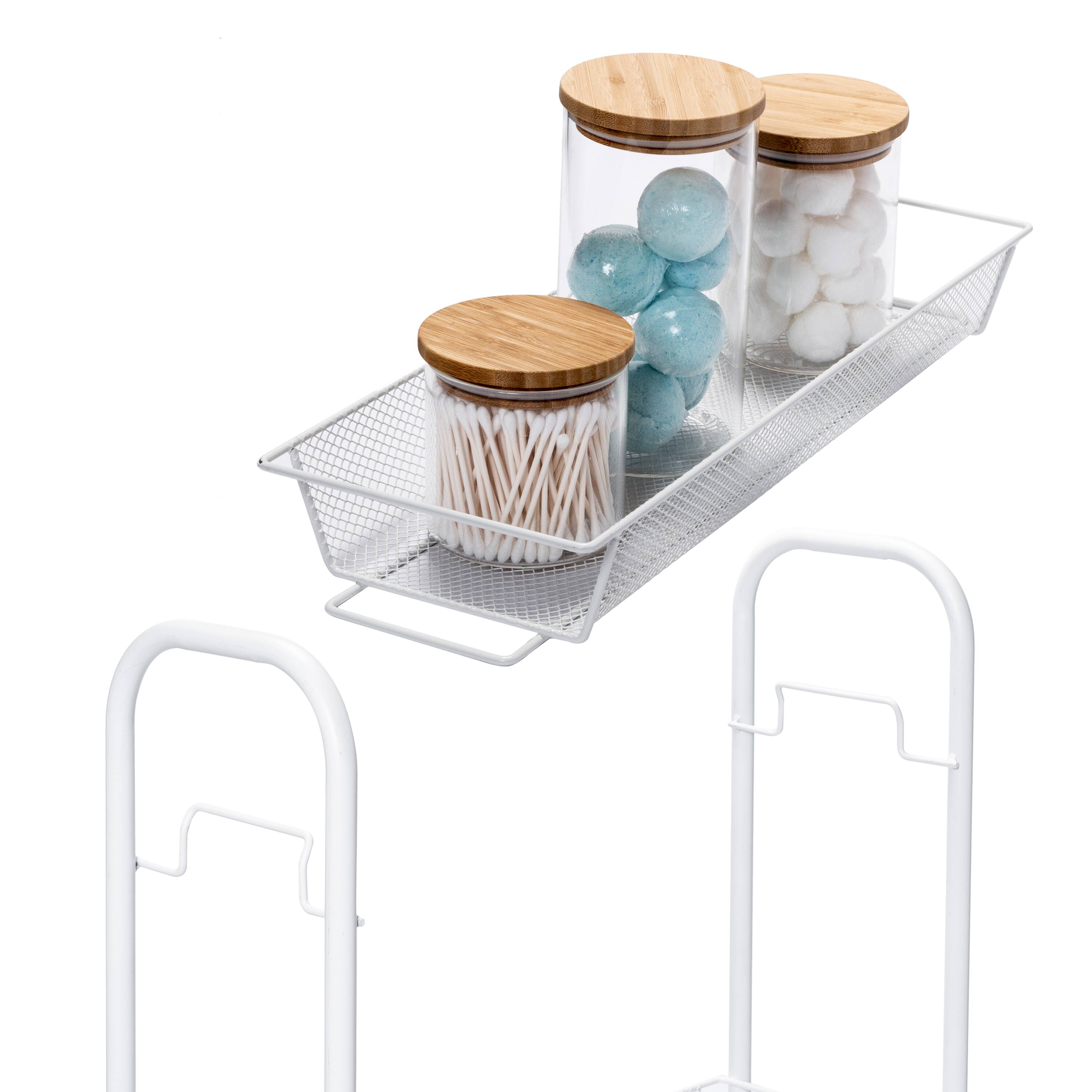 Honey Can Do White 3-Tier Mesh Narrow Rolling Cart