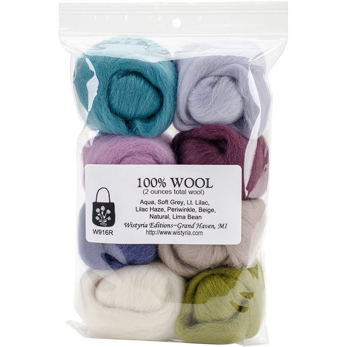 Wistyria Editions Tranquility Wool Roving Rolls, 2oz.