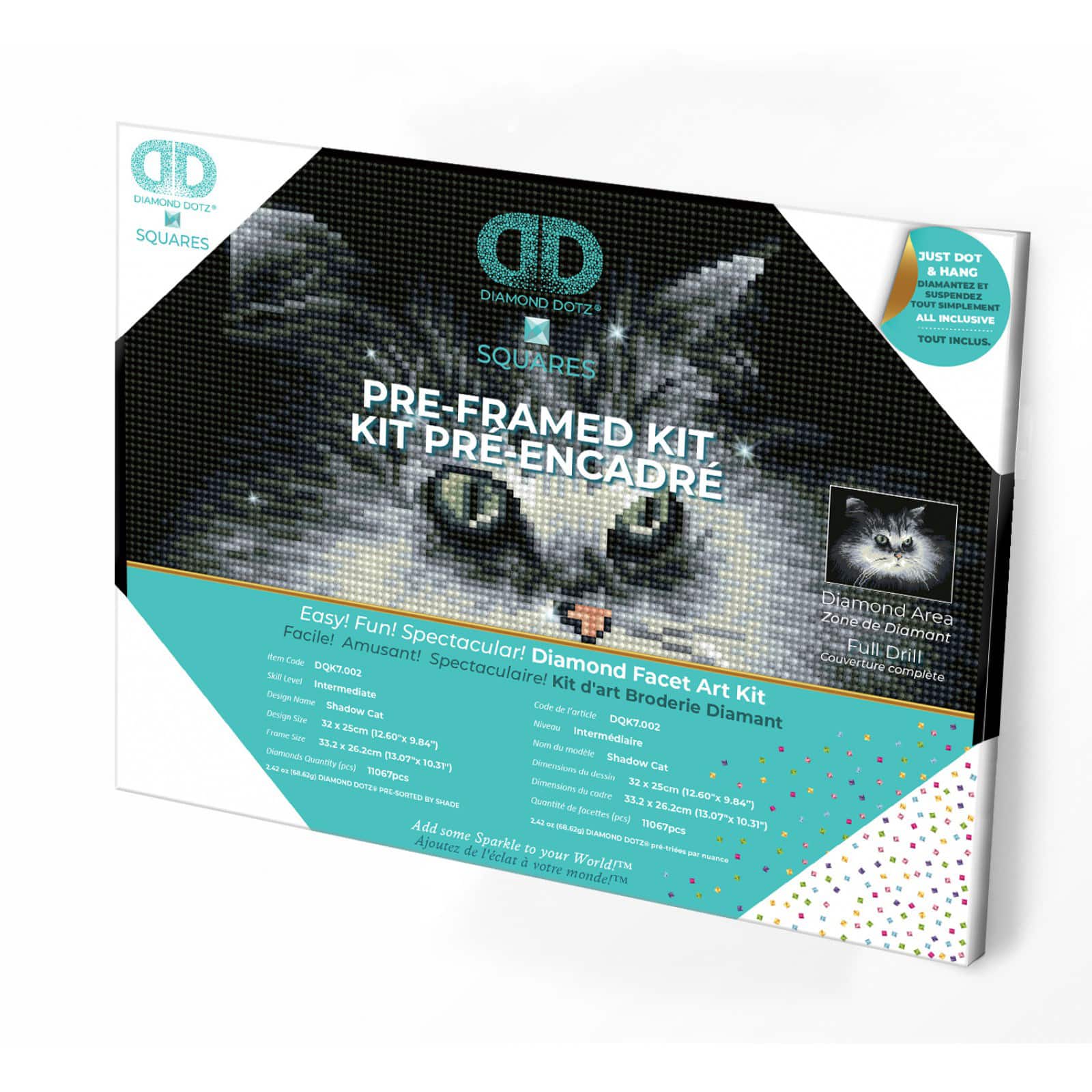Diamond Dotz® Intermediate Shadow Cat Pre-Framed Diamond Painting Kit
