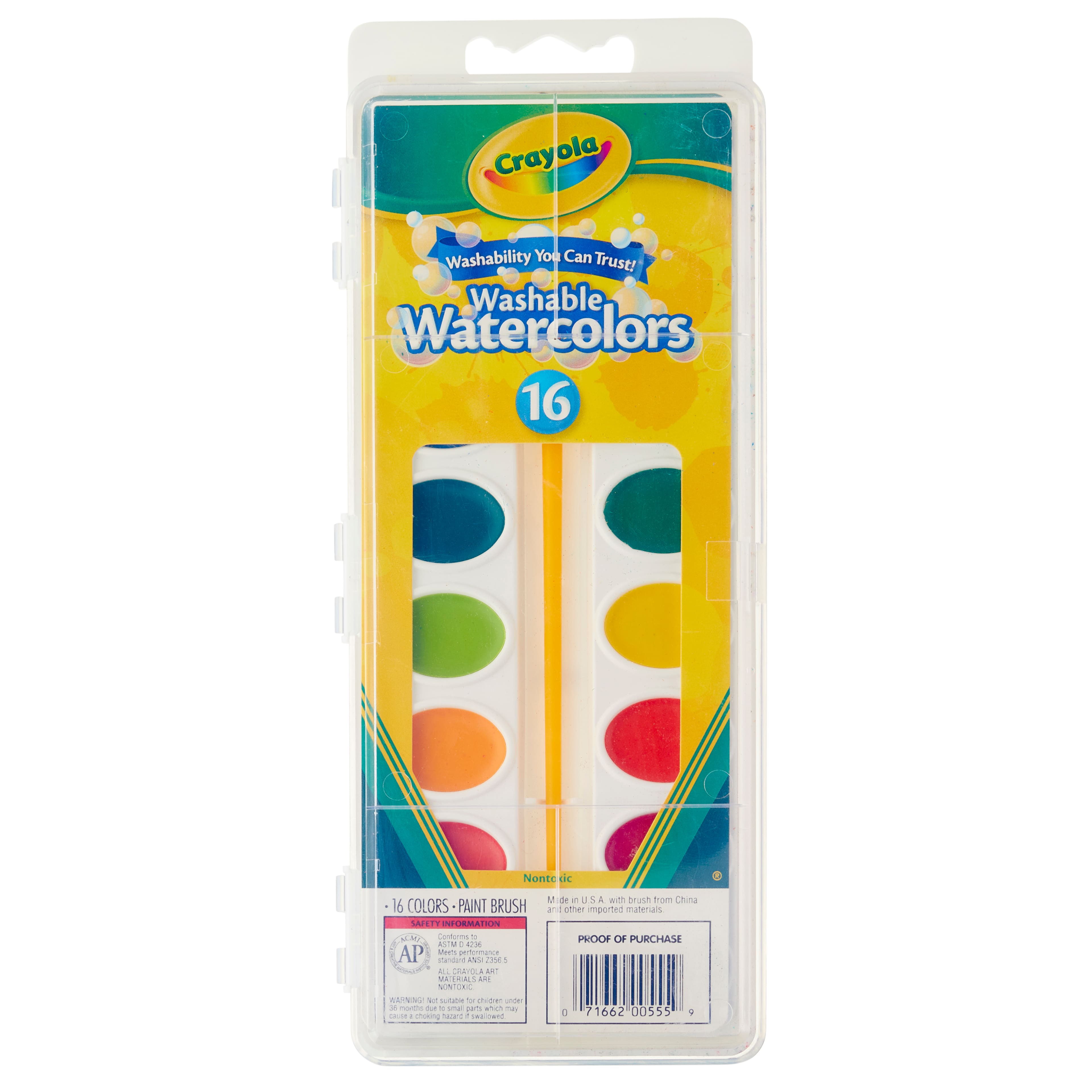 Crayola Washable Kids' Paint Set, Washable Watercolor Paint, Paint Brush Set