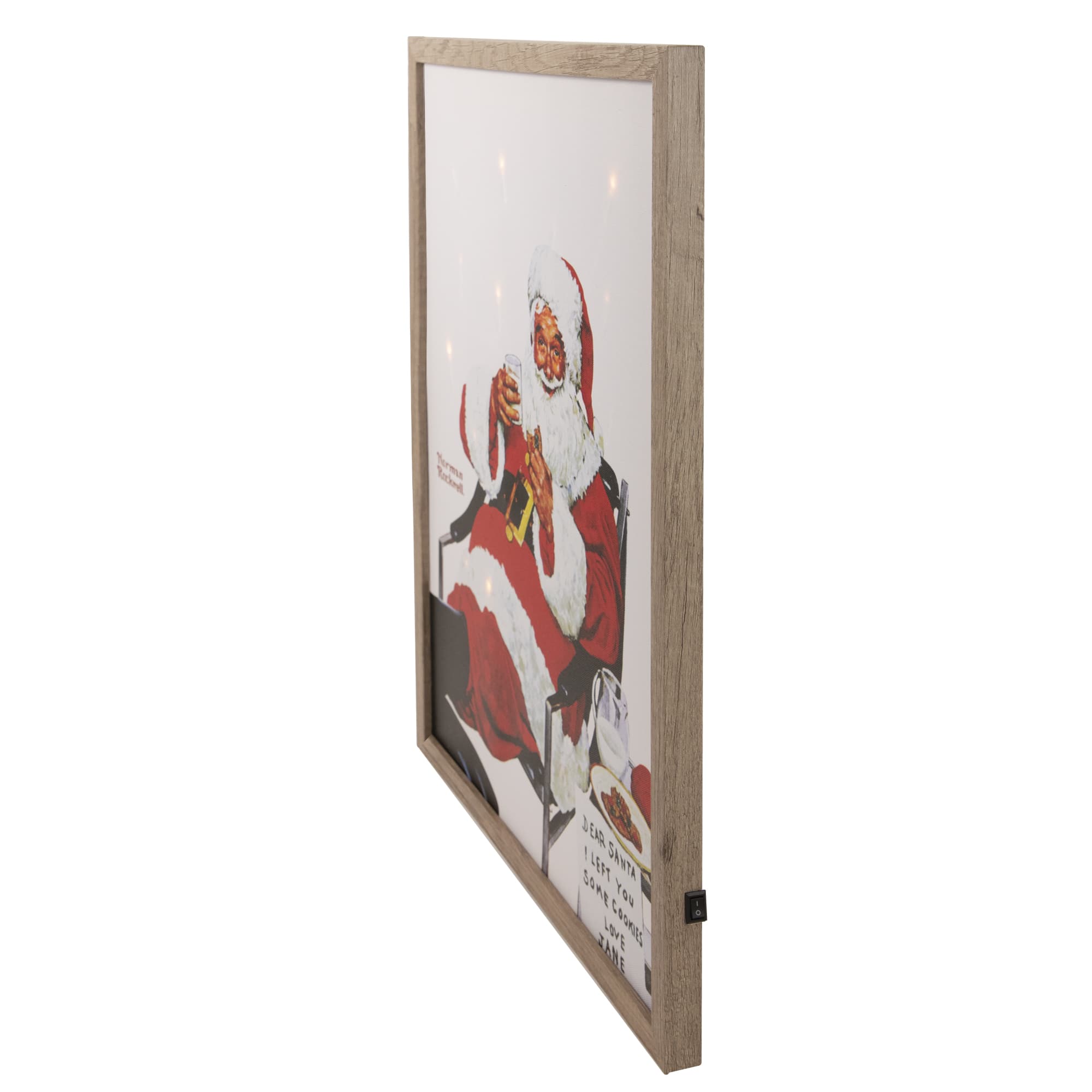 19&#x22; Lighted Norman Rockwell &#x27;Santa Eating Milk and Cookies&#x27; Christmas Wall Art