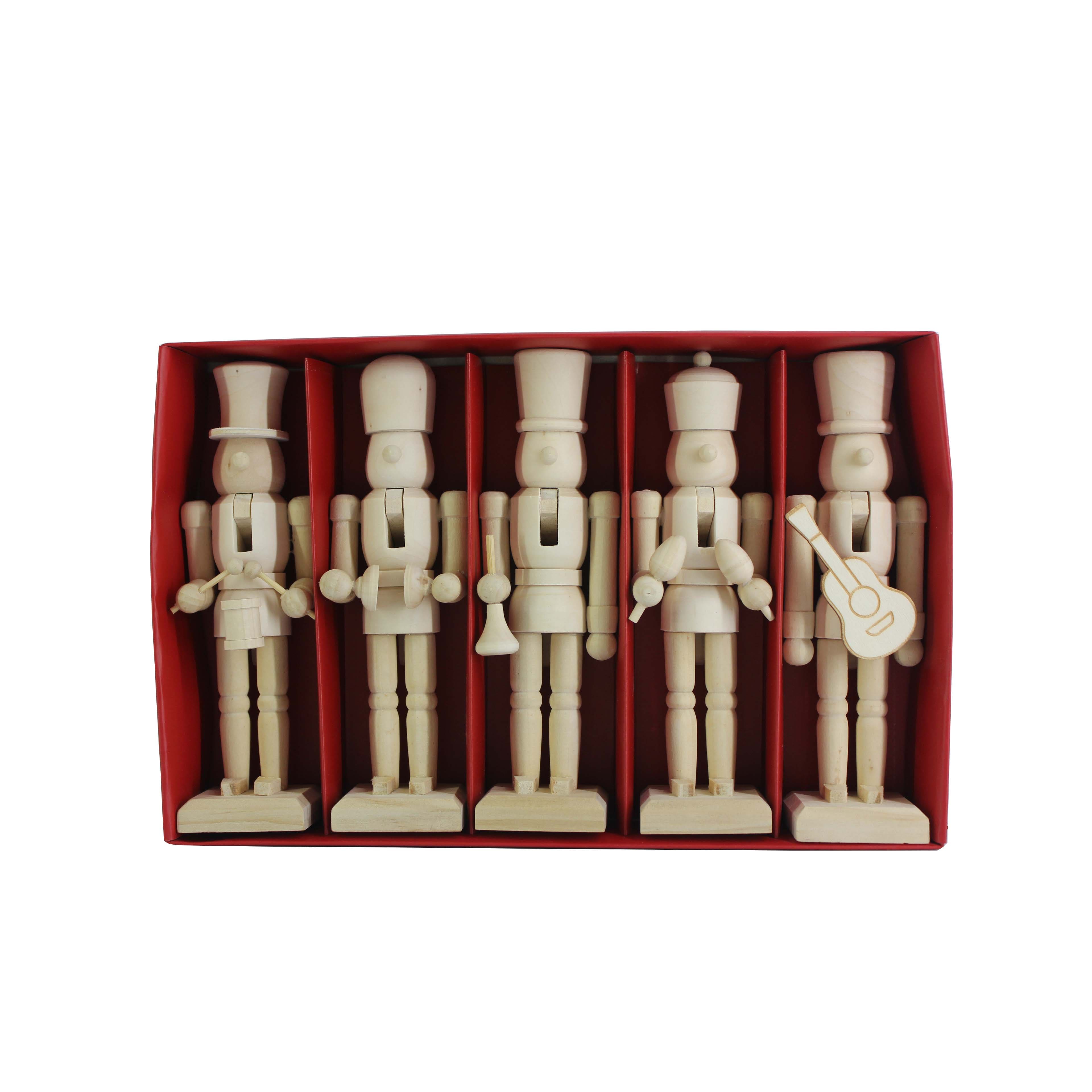 6&#x22; Musical 5 Piece DIY Pinewood Nutcracker Set by Make Market&#xAE;