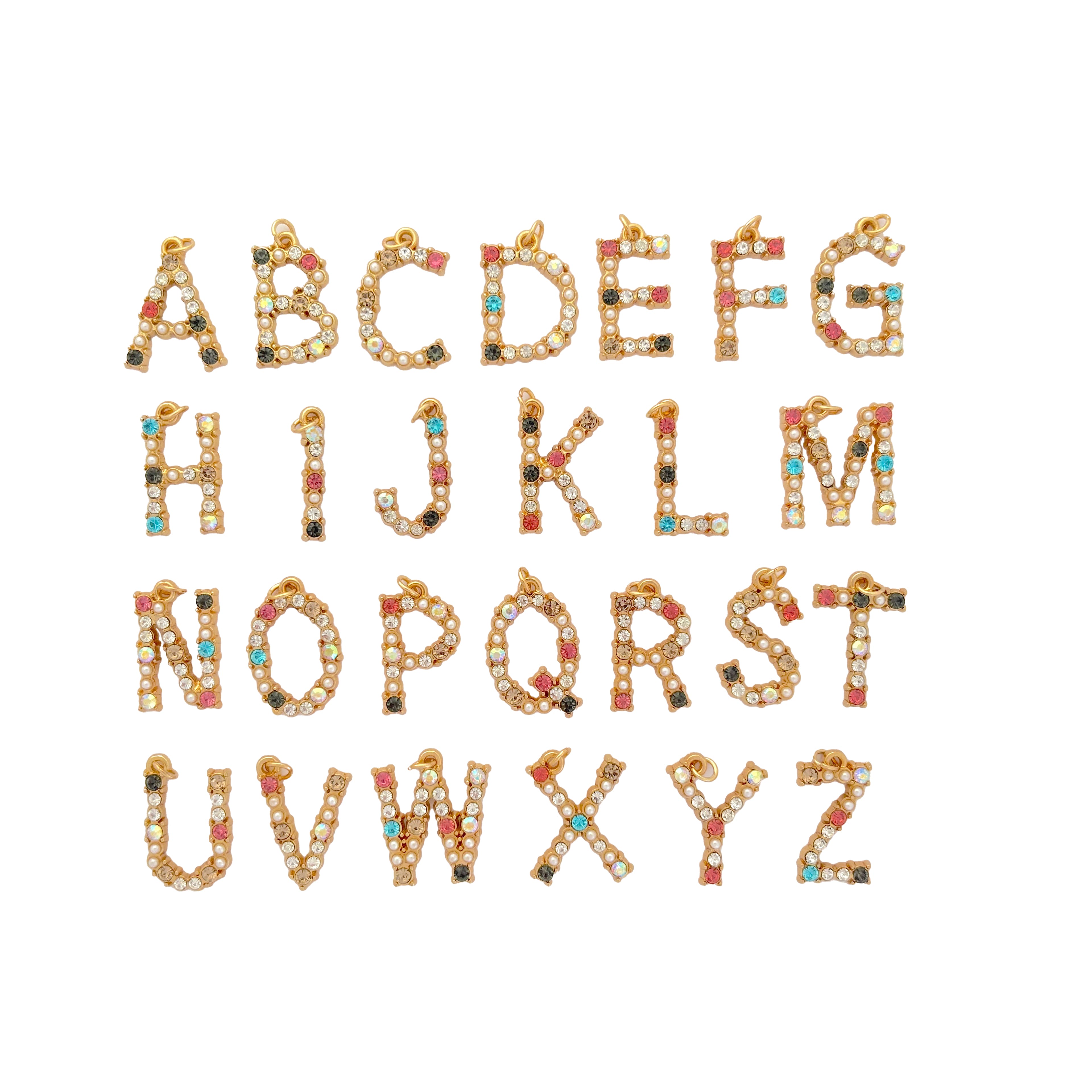 Blue Moon Studio&#x2122; Gold-Colored Alphabet Stone Charm Set