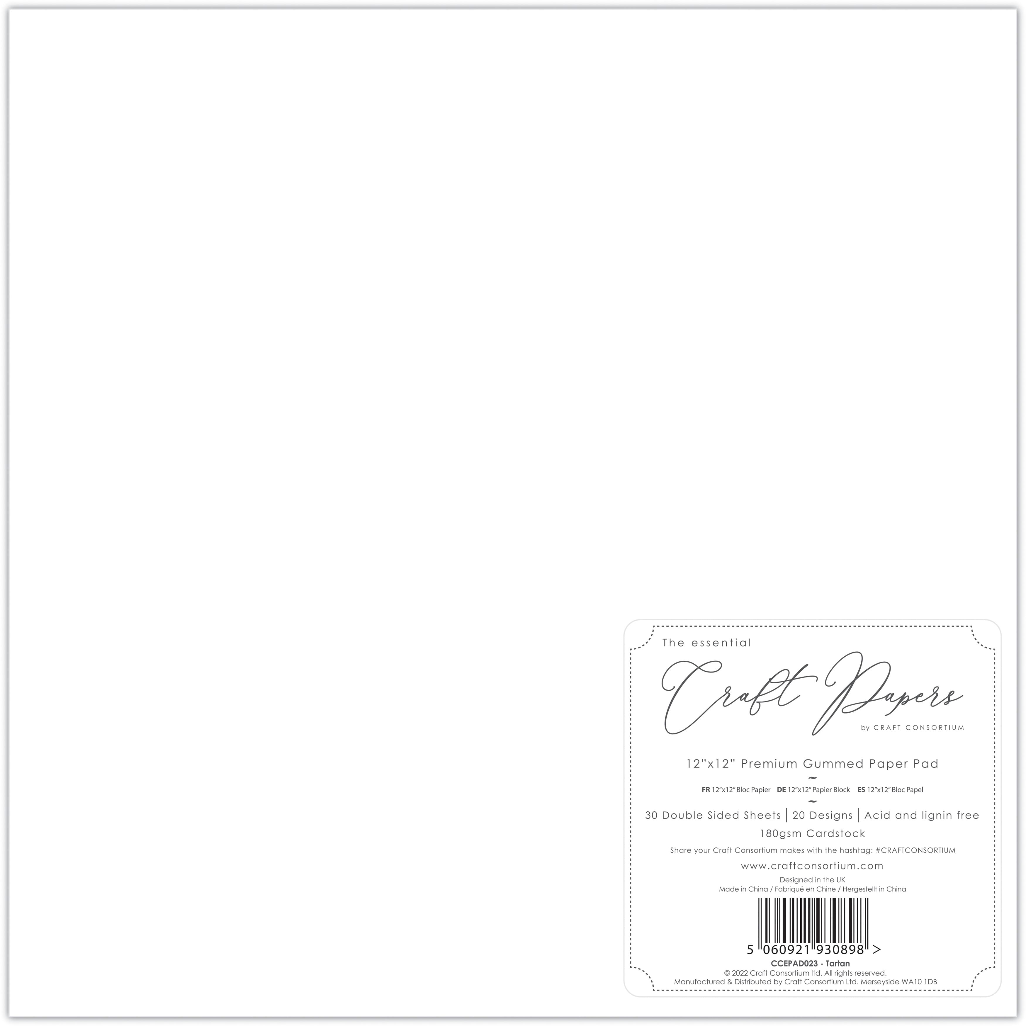 Craft Consortium Tartan Double-Sided Paper Pad, 12" x 12"