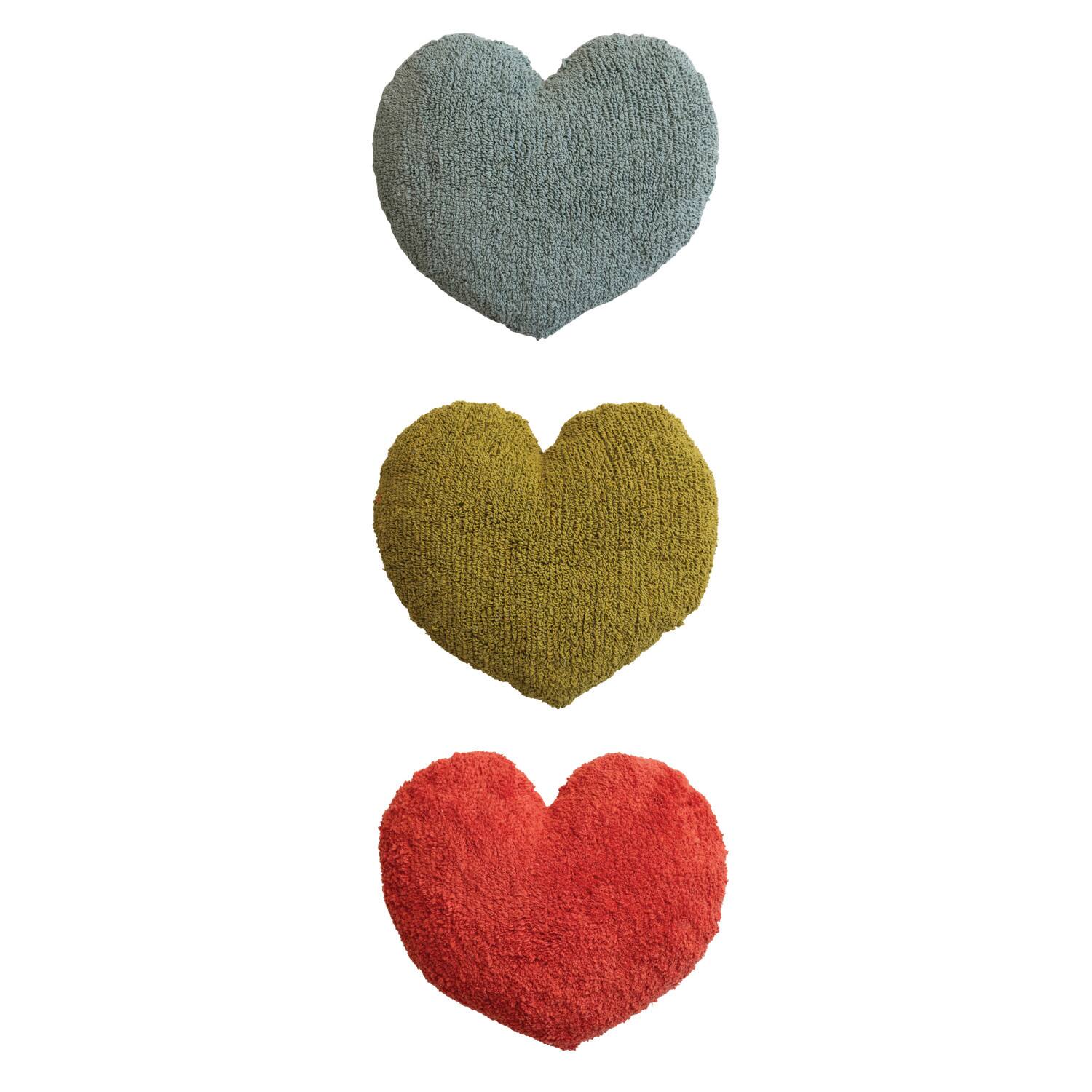 Hello Honey&#xAE; Red, Yellow &#x26; Blue Cotton Tufted Heart Pillow Set