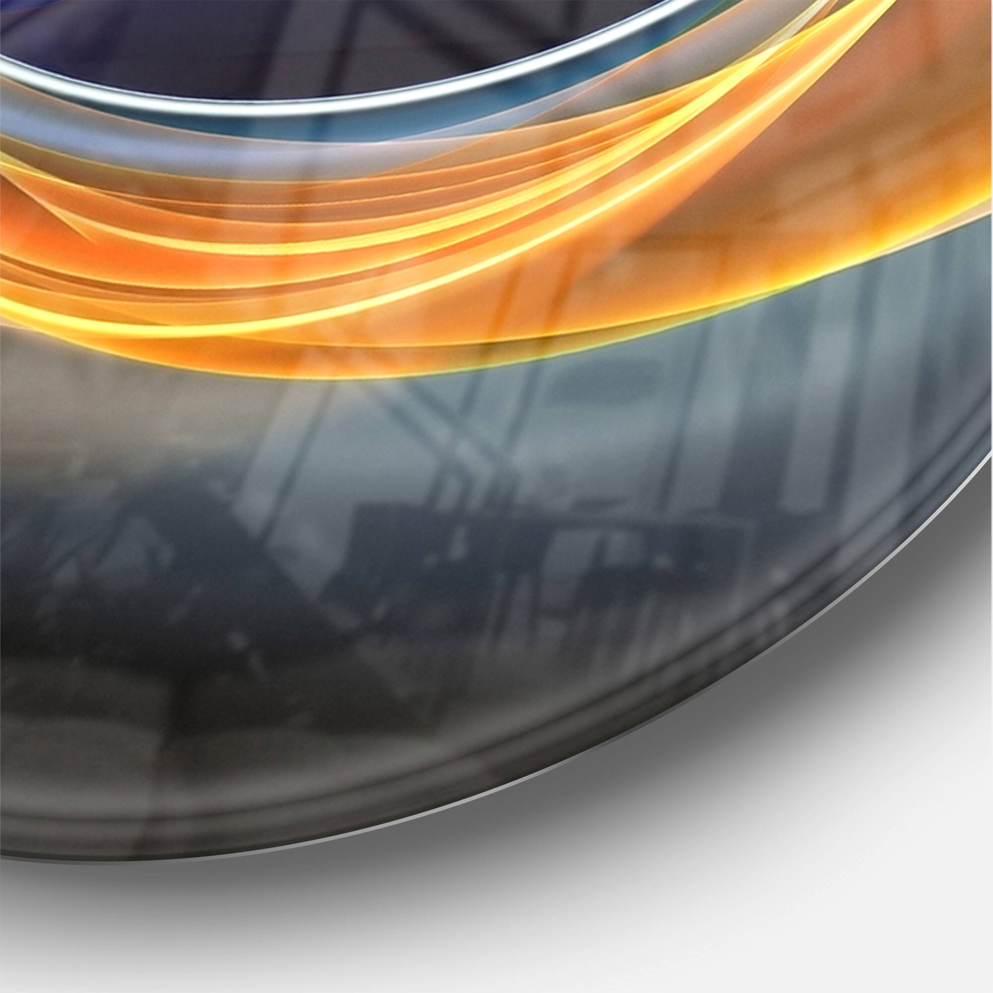 Designart 3D Gold & Blue Wave Design Modern Wall Clock