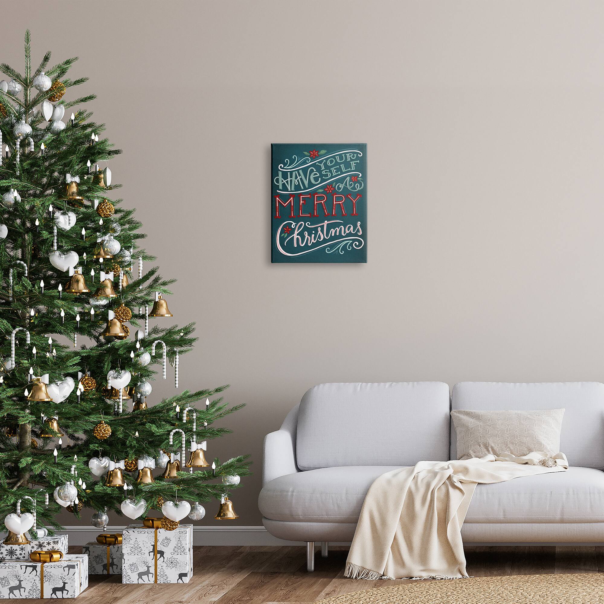 Stupell Industries Have Yourself Merry Christmas Phrase Canvas Wall Art