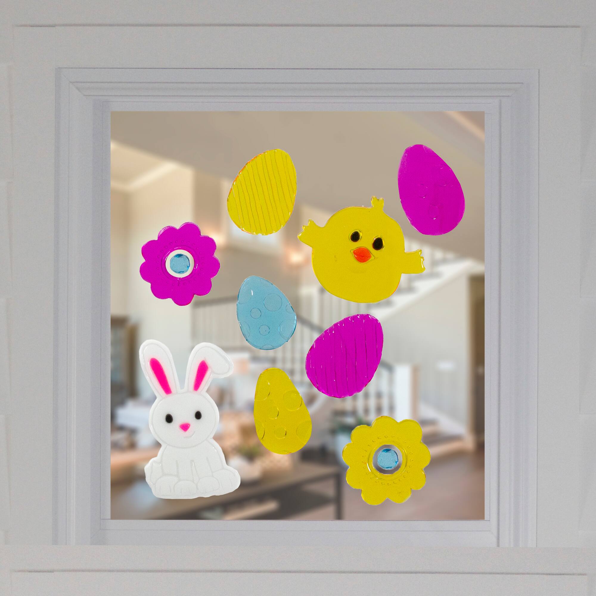 Bright Floral Spring Easter Egg Gel Window Clings
