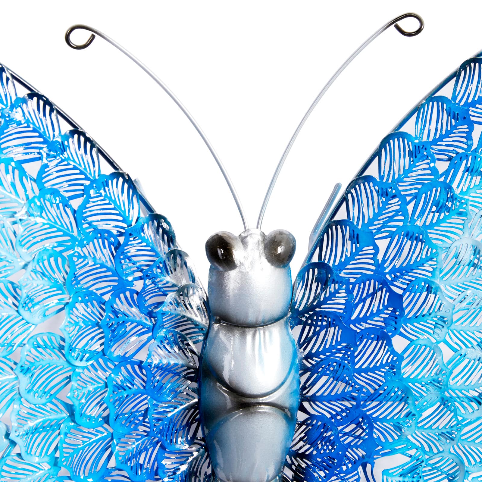 Silver & Blue Butterfly Eclectic Metal Wall Decor