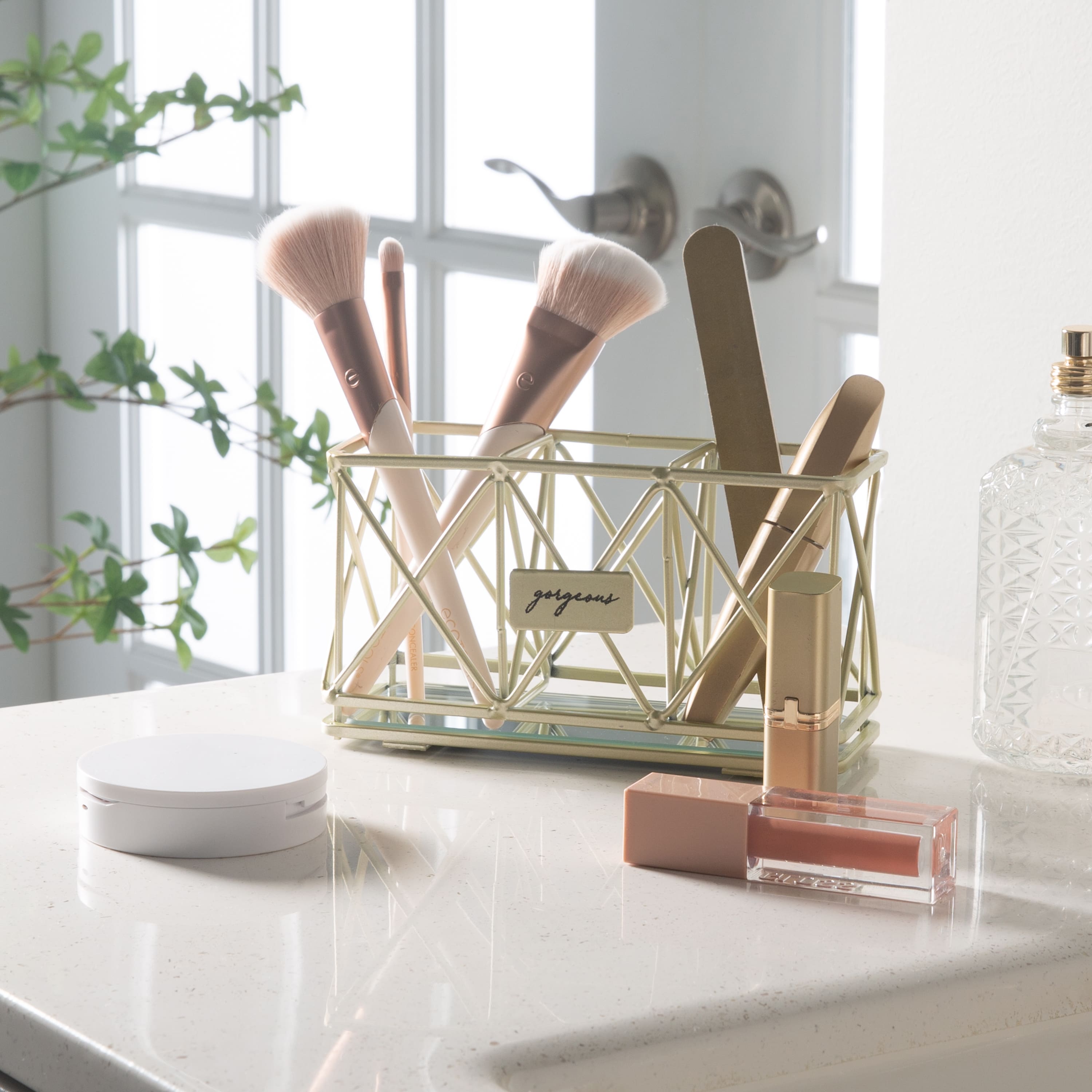 Home Details 3-Compartment Cosmetic Brush & Pencil Holder