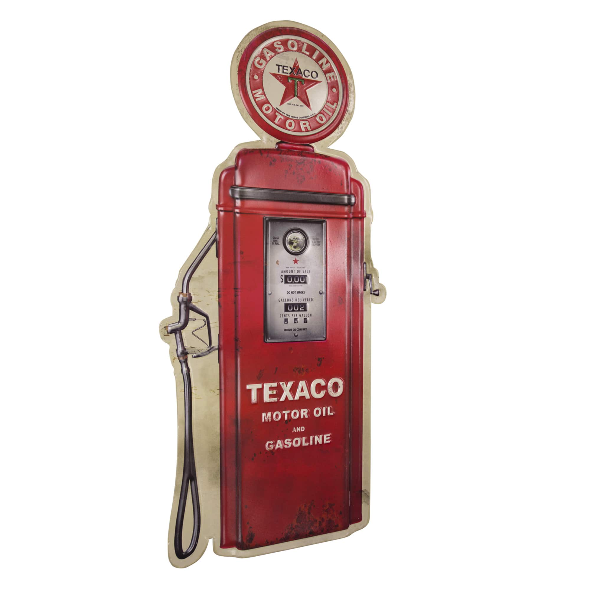 American Art Décor™ 23.5" Vintage Texaco Motor Oil Gasoline Pump Embossed Metal Sign