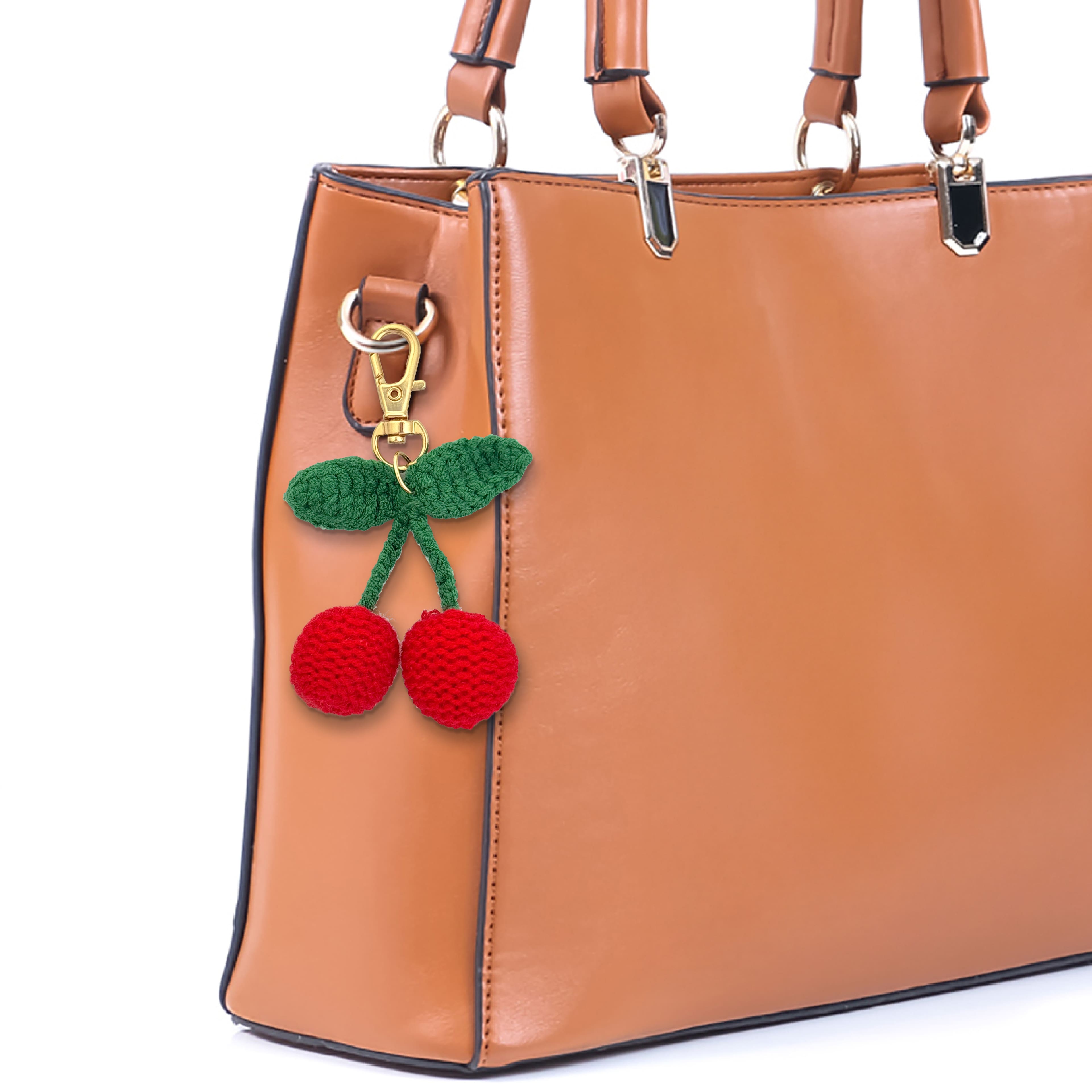 Blue Moon Studio&#x2122; Crochet Cherry Bag Charm
