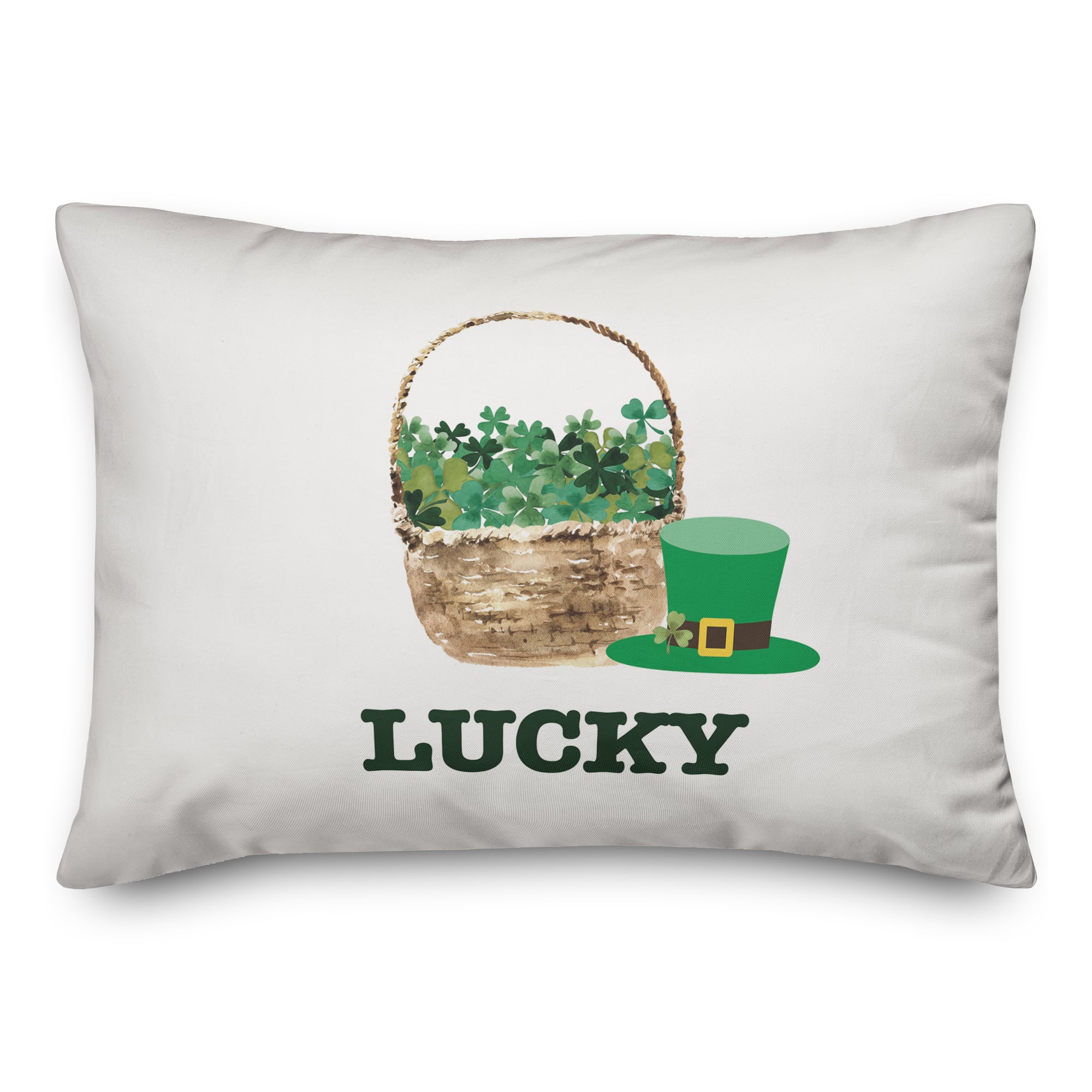 Lucky Clover Basket 14&#x22; x 20&#x22; Throw Pillow