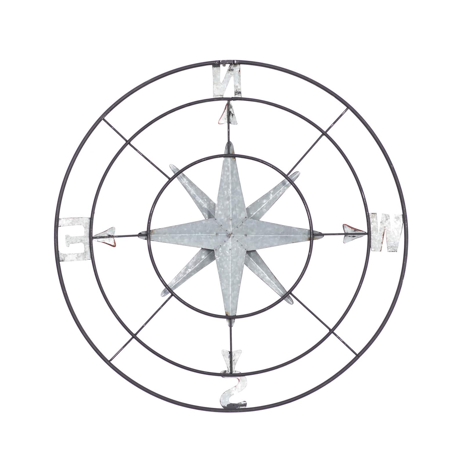 Gray Compass Metal Farmhouse Wall Decor