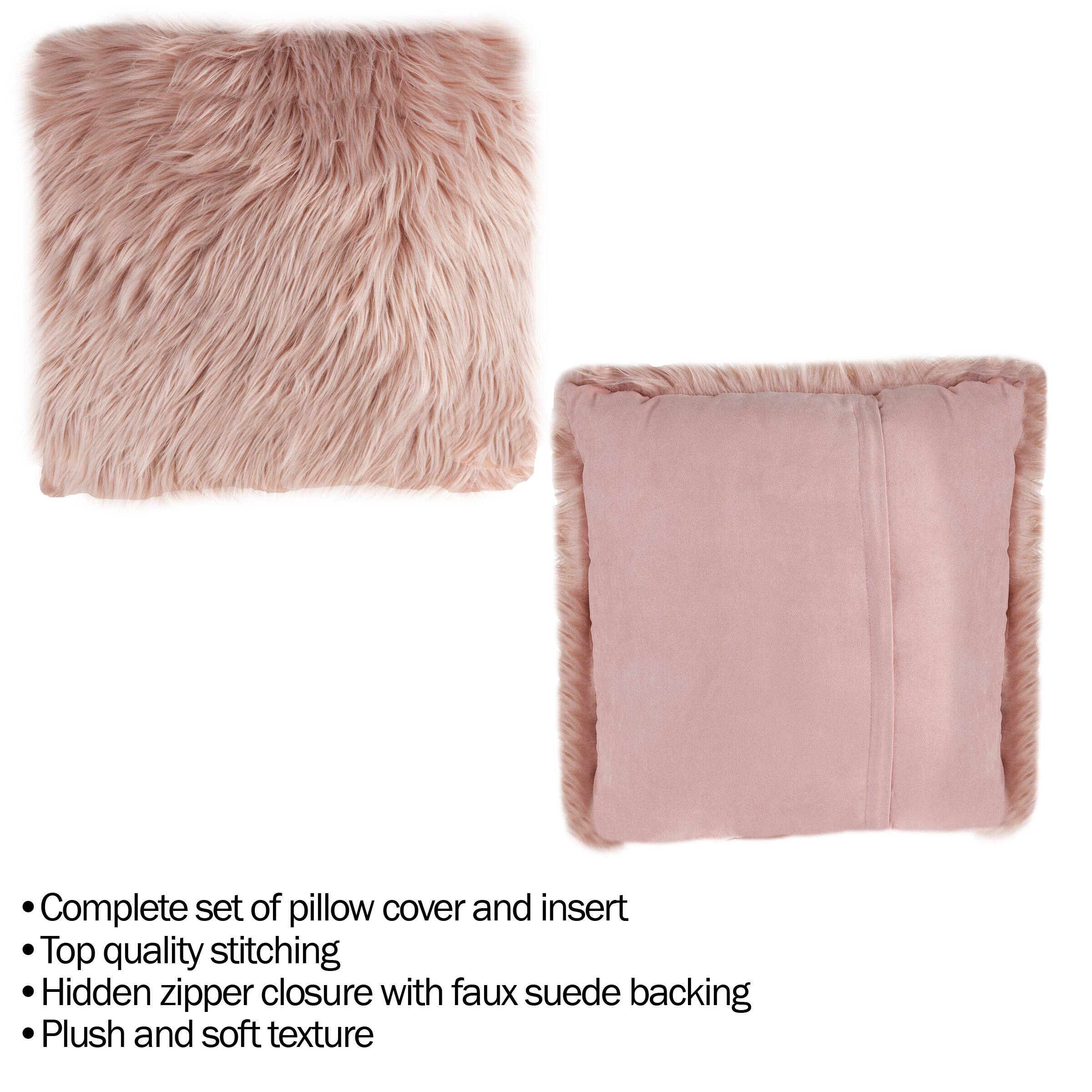 Hastings Home Himalayan Faux Fur Pillow, 18&#x22; x 18&#x22;
