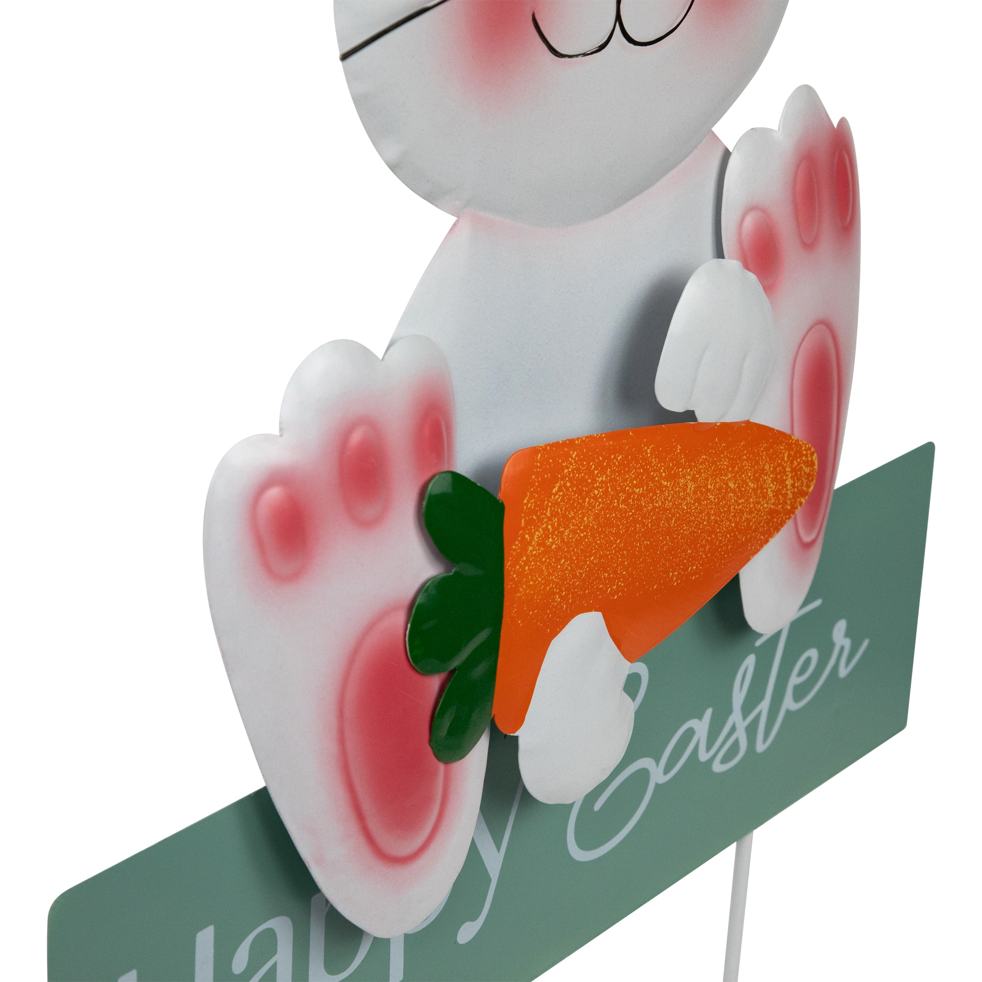 18.75&#x22; Bunny with Carrot Happy Easter Outdoor Garden Stake