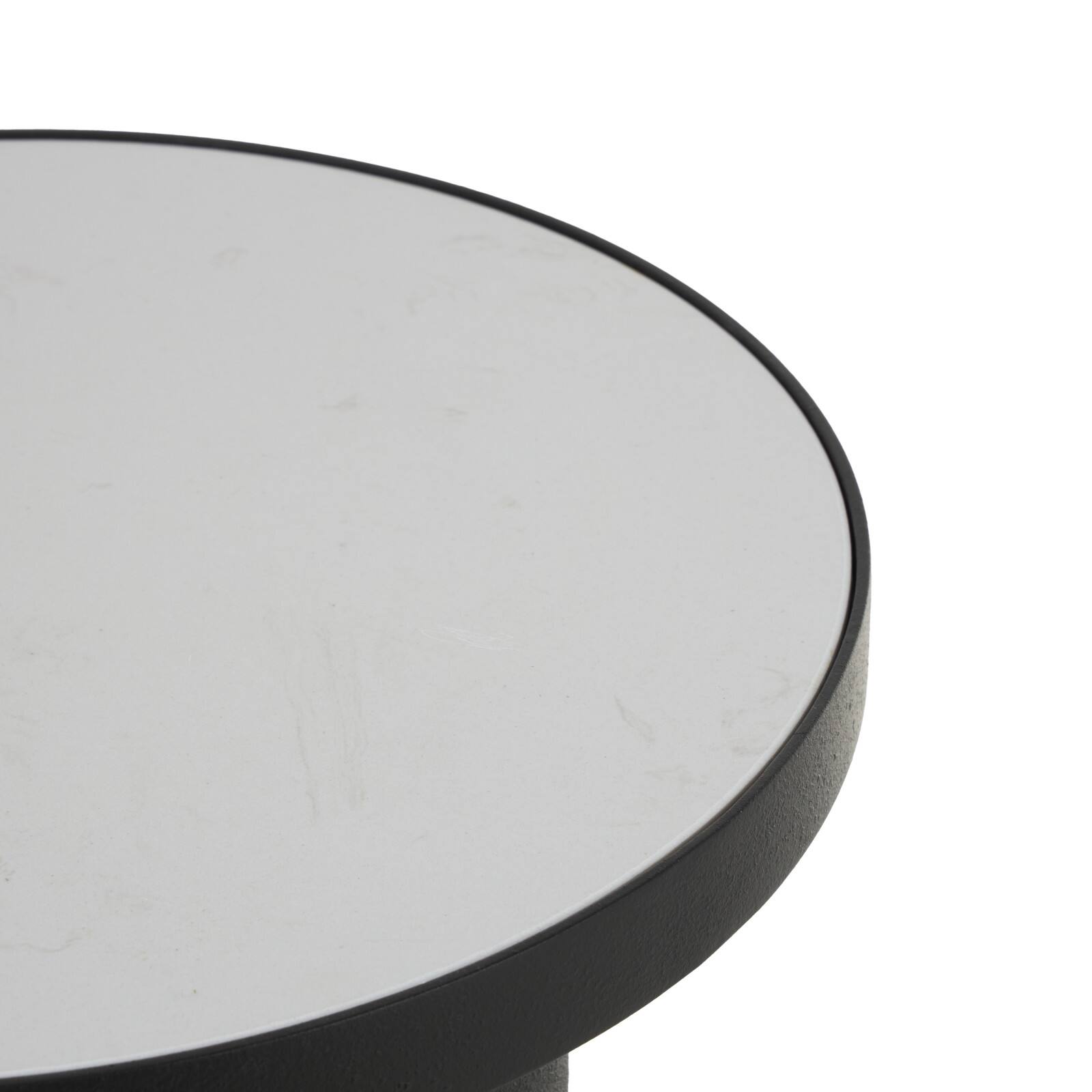 19.75" Black Metal Side End Accent Table with White Marble Tabletop