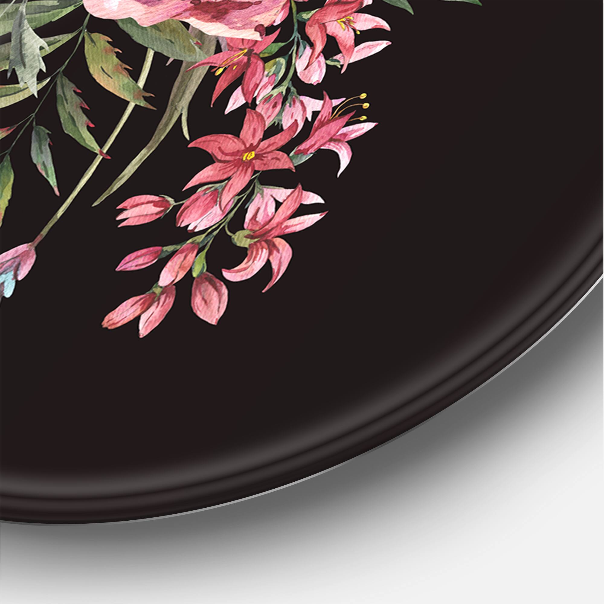 Designart - Vintage Greek Sculpture Detail With Dry Flowers - Traditional Metal Circle Wall Art