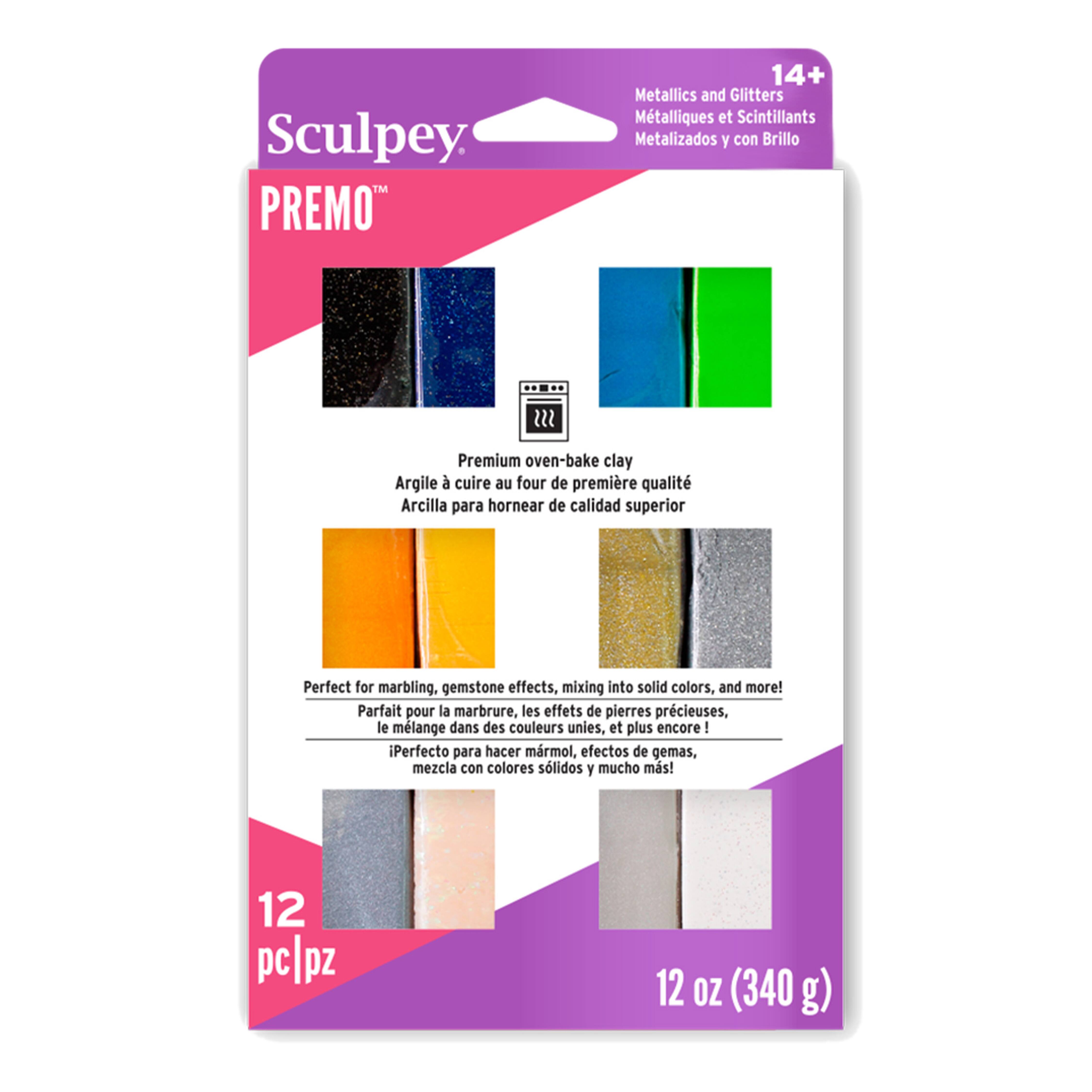 6 Packs: 12 ct. (72 total) Sculpey Premo™ Metallics & Glitters Sampler