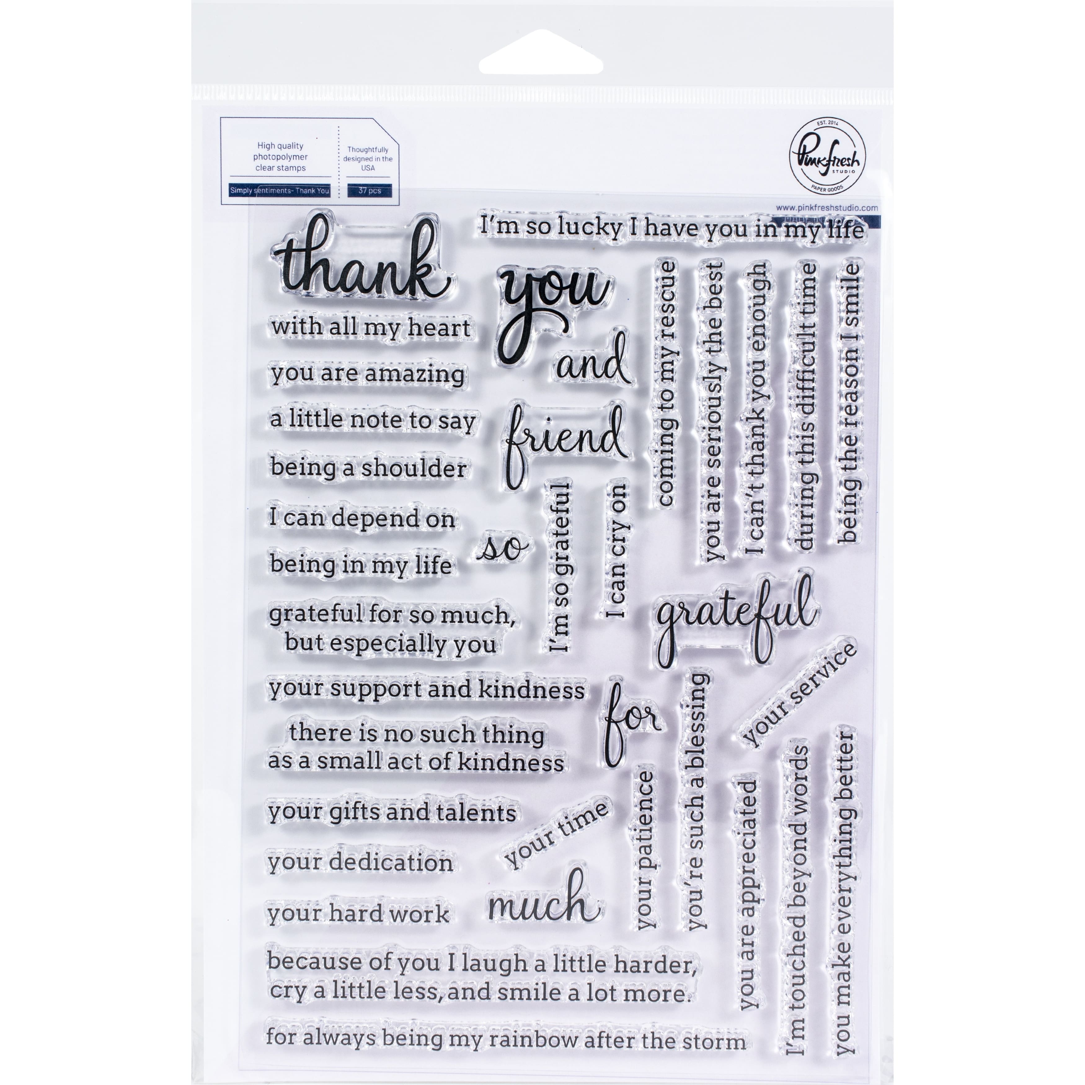 Pinkfresh Studio Simply Sentiments Thank You Clear Stamp Set