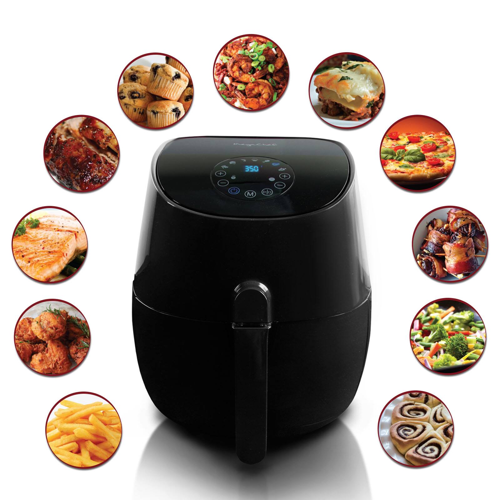 MegaChef 3.5qt. Sleek Black Airfryer &#x26; Multicooker With 7 Pre-programmed Settings