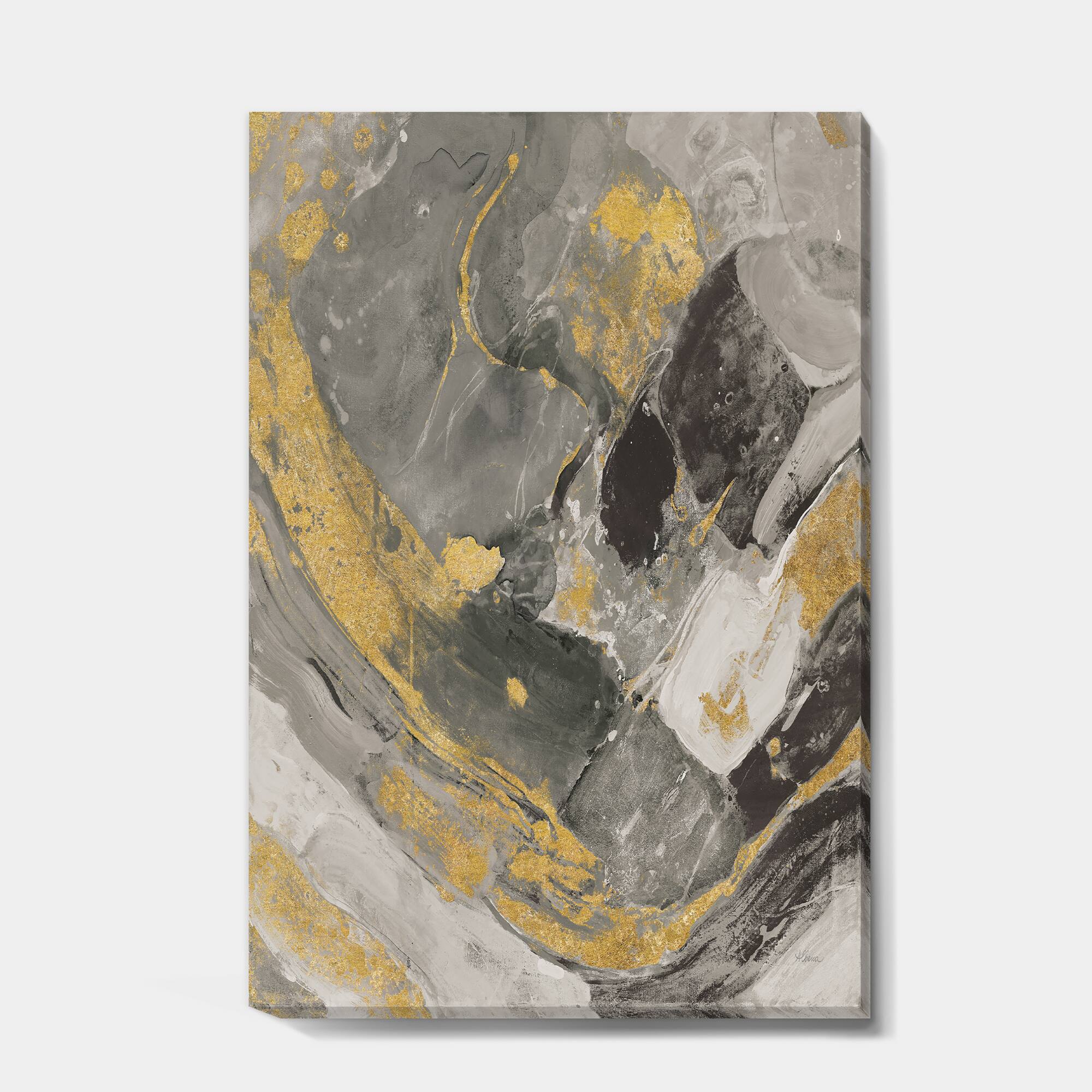 Designart - Marble Gold and Black II - Modern & Contemporary Canvas Art