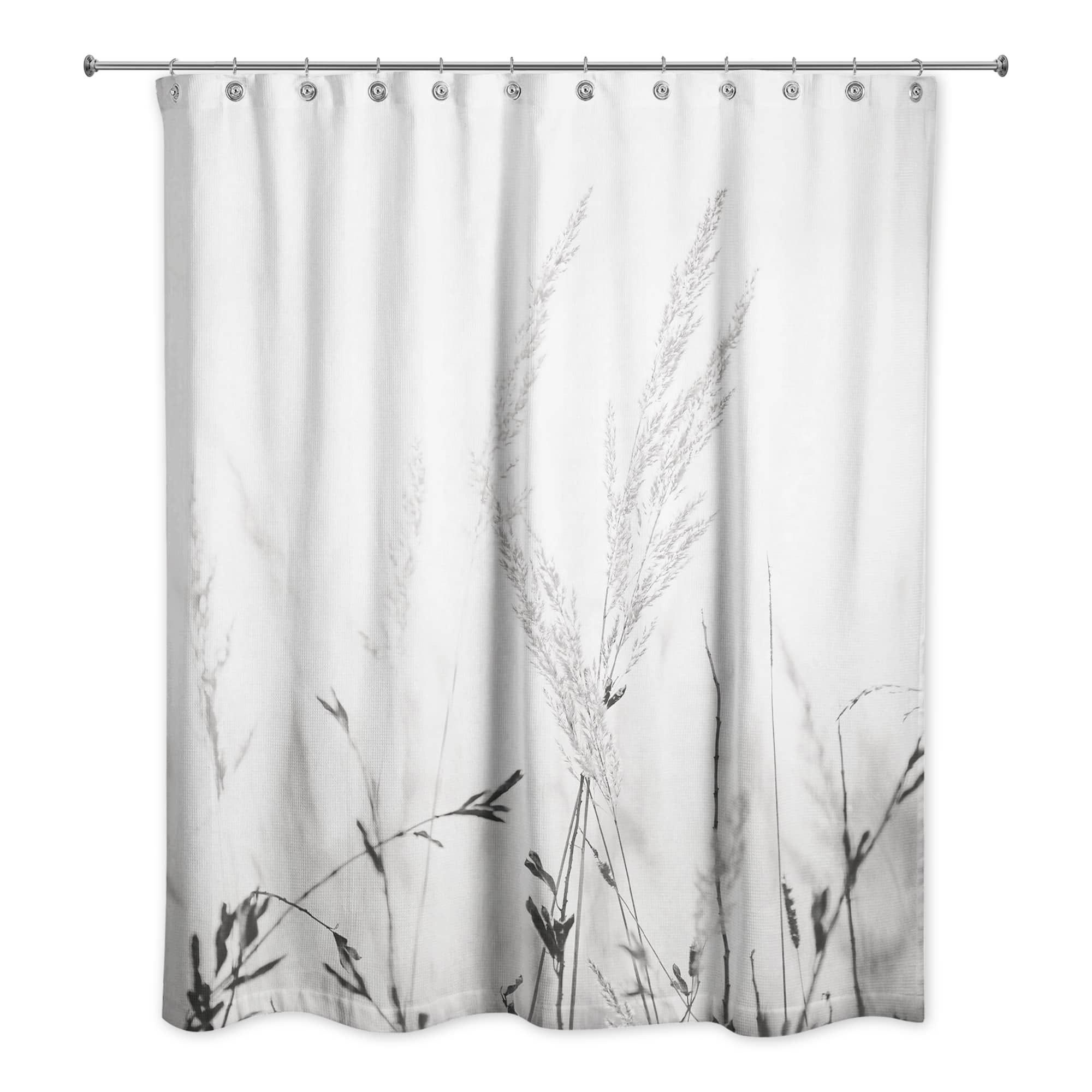Black and White Field Grasses 71&#x22; x 74&#x22; Shower Curtain